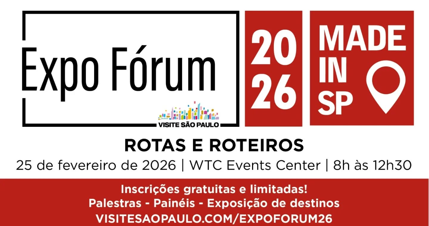 📢✨ INSCRIÇÕES ABERTAS! ✨📢
O 11º Expo Fórum Visite São Paulo já está com inscrições abertas e acontece no dia 25 de fevereiro, das 8h às 12h30, no WTC Events Center, em São Paulo! 🏙️📍
Com o tema “Rotas e Roteiros”, a edição 2026 reforça a importância do evento como um grande espaço de conexão e integração entre o poder público, a iniciativa privada e os profissionais que movimentam a cadeia do turismo no Brasil. 🌎🤝
✅ Inscrições gratuitas
⚠️ Vagas limitadas
🌐 Garanta a sua pelo site oficial do evento!
www.meudestinosp.com.br
#abrajetsp
#VisiteSãoPaulo
