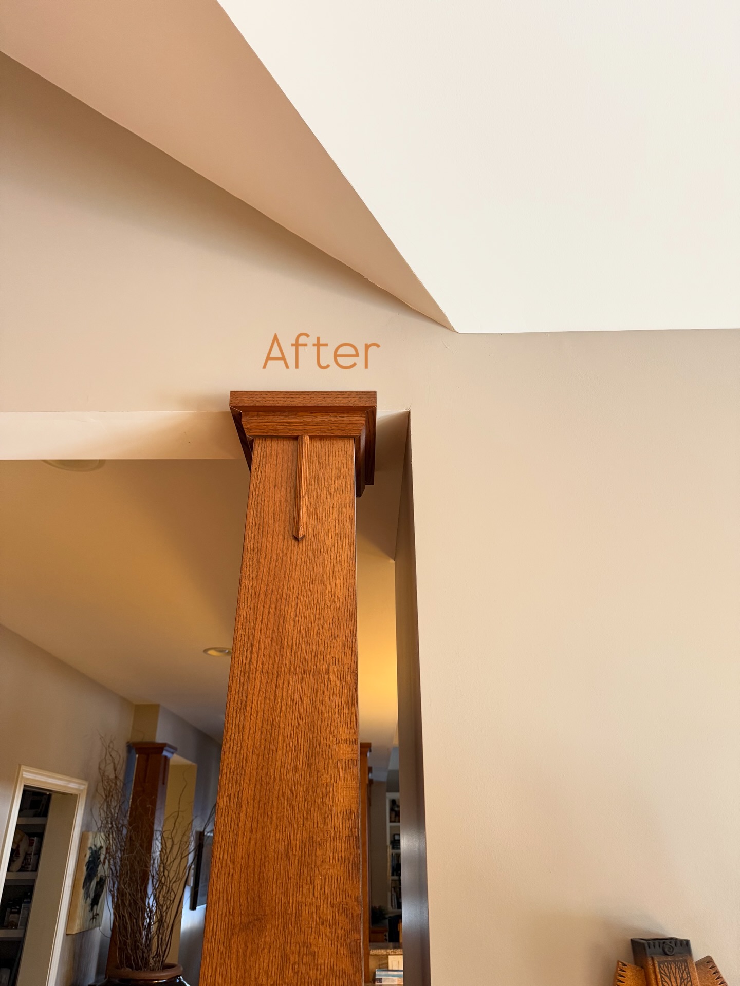 Some beautiful before and after photos of our drywall and painting team’s hard work! Thankful to have such skilled and dedicated artisans caring for our client’s homes. We sprayed all the trim, windows, and doors in these large living areas, and did several large wall repairs. This project moved fast and the homeowner was able to move furniture back in place 4 days ahead of schedule!