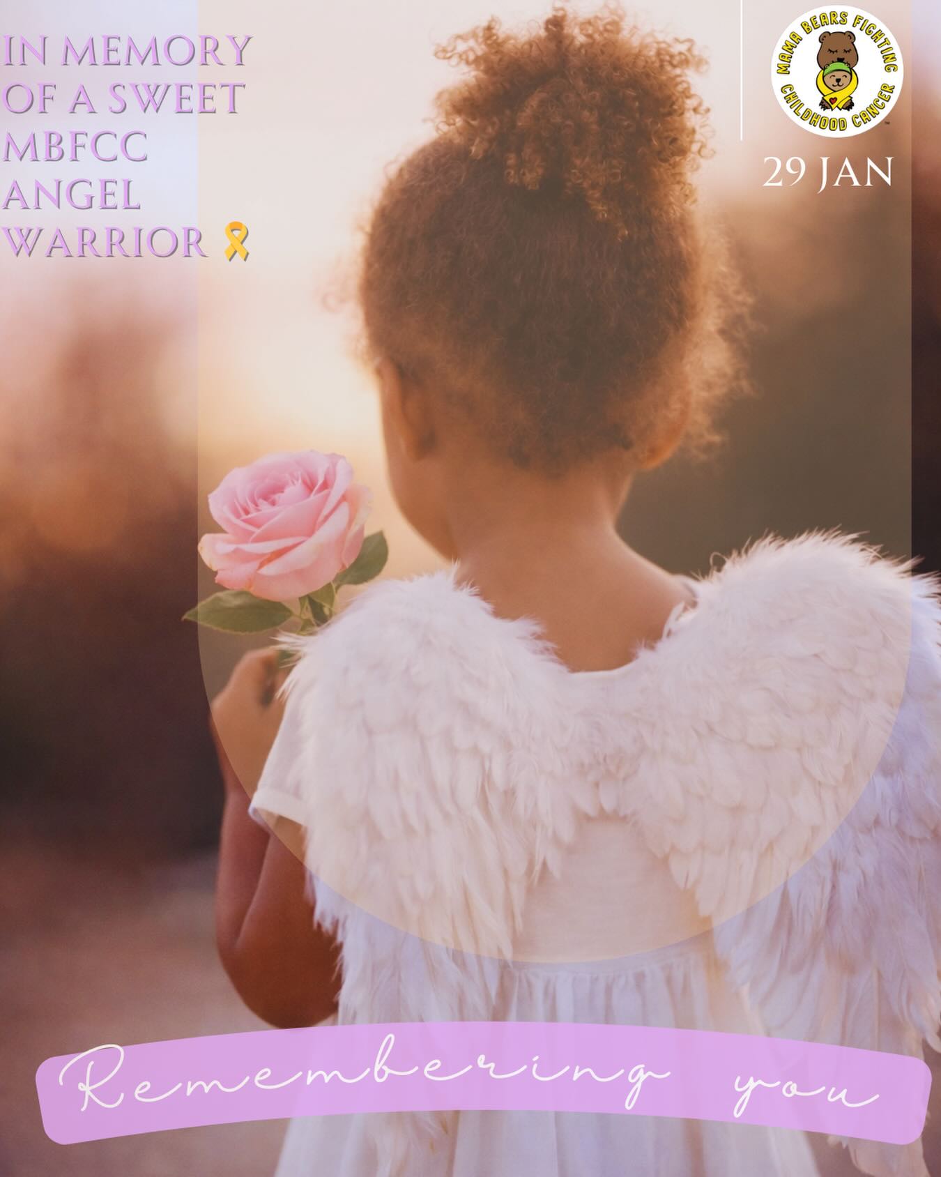 Today we pause to honor and remember a precious young warrior from our Mama Bears Fighting Childhood Cancer community who bravely battled leukemia and is now an angel watching over her family, held in peace and love.
Please hold this family close in your thoughts and prayers. Your MBFCC community is here and walking beside you. Grief support and our Angel group are available whenever you are ready.