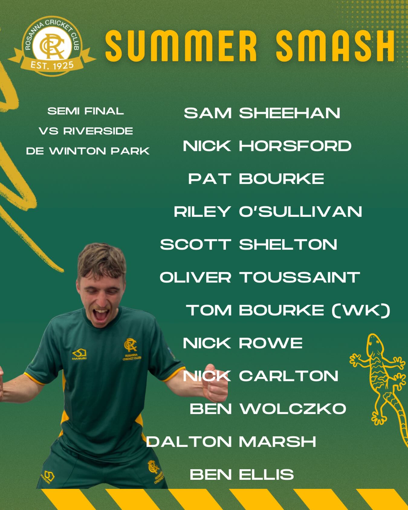π¨ SEMI-FINAL TEAM π¨
Come down to De Winton tonight to support the boys in the Summer Smash semi final πΊ
Sausages & burgers available at the canteen π