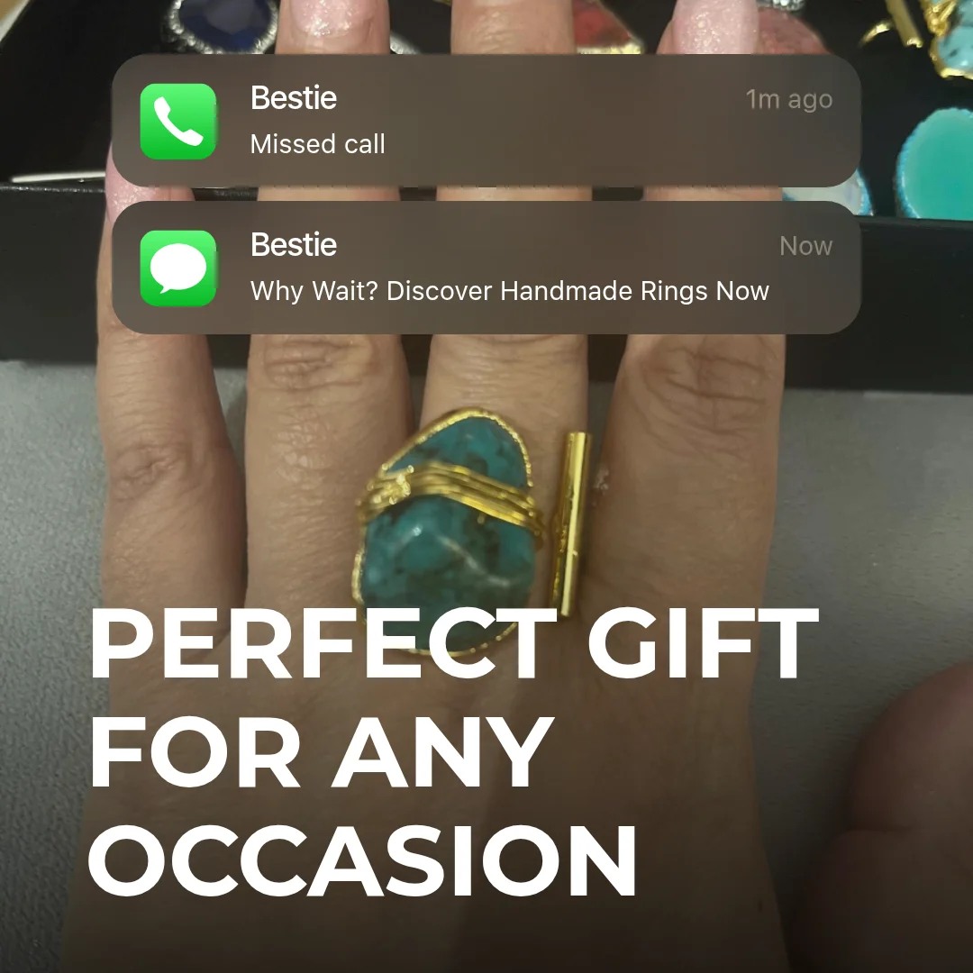 Find your unique sparkle with our one-of-a-kind stone ring! 💎✨ Each piece tells its own story. Tap to explore your match! #HandmadeJewelry #NaturalStoneRing #GiftIdeas #GoldPlated