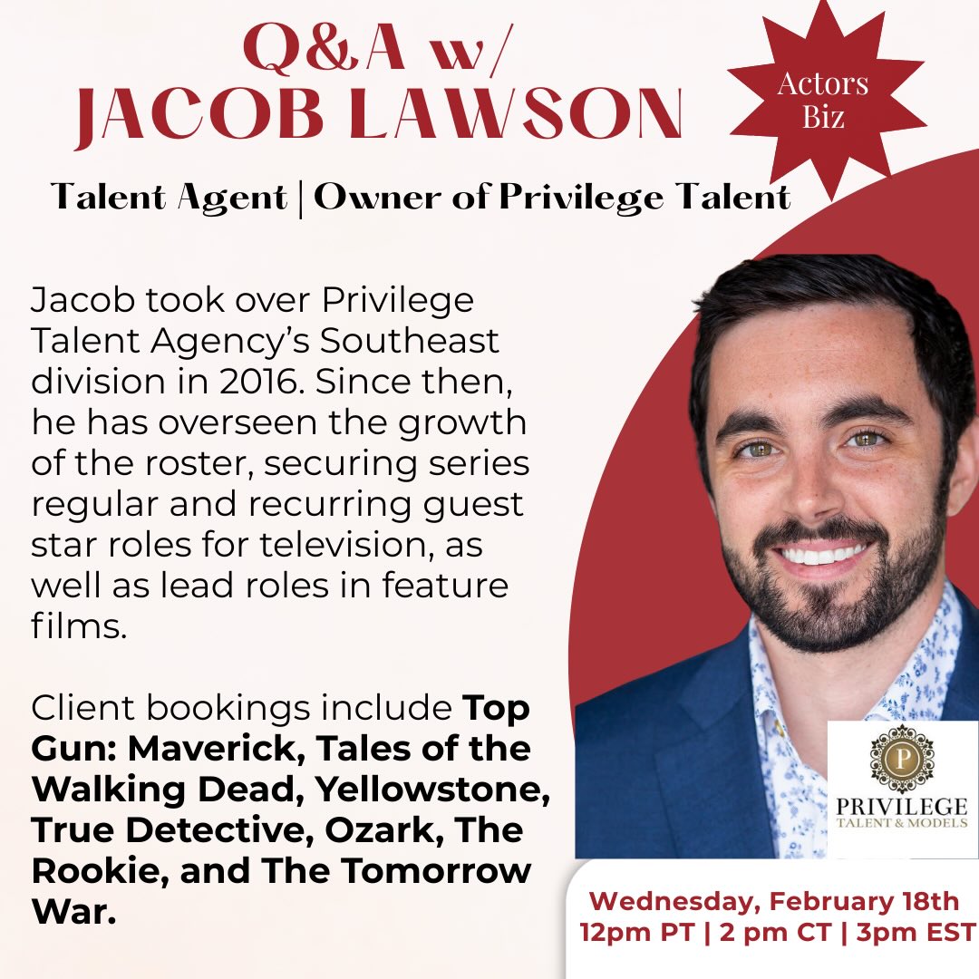 ATL is heating back up 🔥
And Privilege Talent is hands down one of the best agencies in town with a fantastic roster👏
Jacob Lawson is joining us inside Actors Biz and we’re diving into what’s actually booking, how the Southeast market is shifting, and what agents are looking for right now☕️
‼️If you’re serious about Atlanta, you’ll want to be in this room.
📌Join us live inside Actors Biz or catch the replay
Link in bio***
#actorsbiz #privilegetalent #actors #actorsofinstagram #atlantaactors