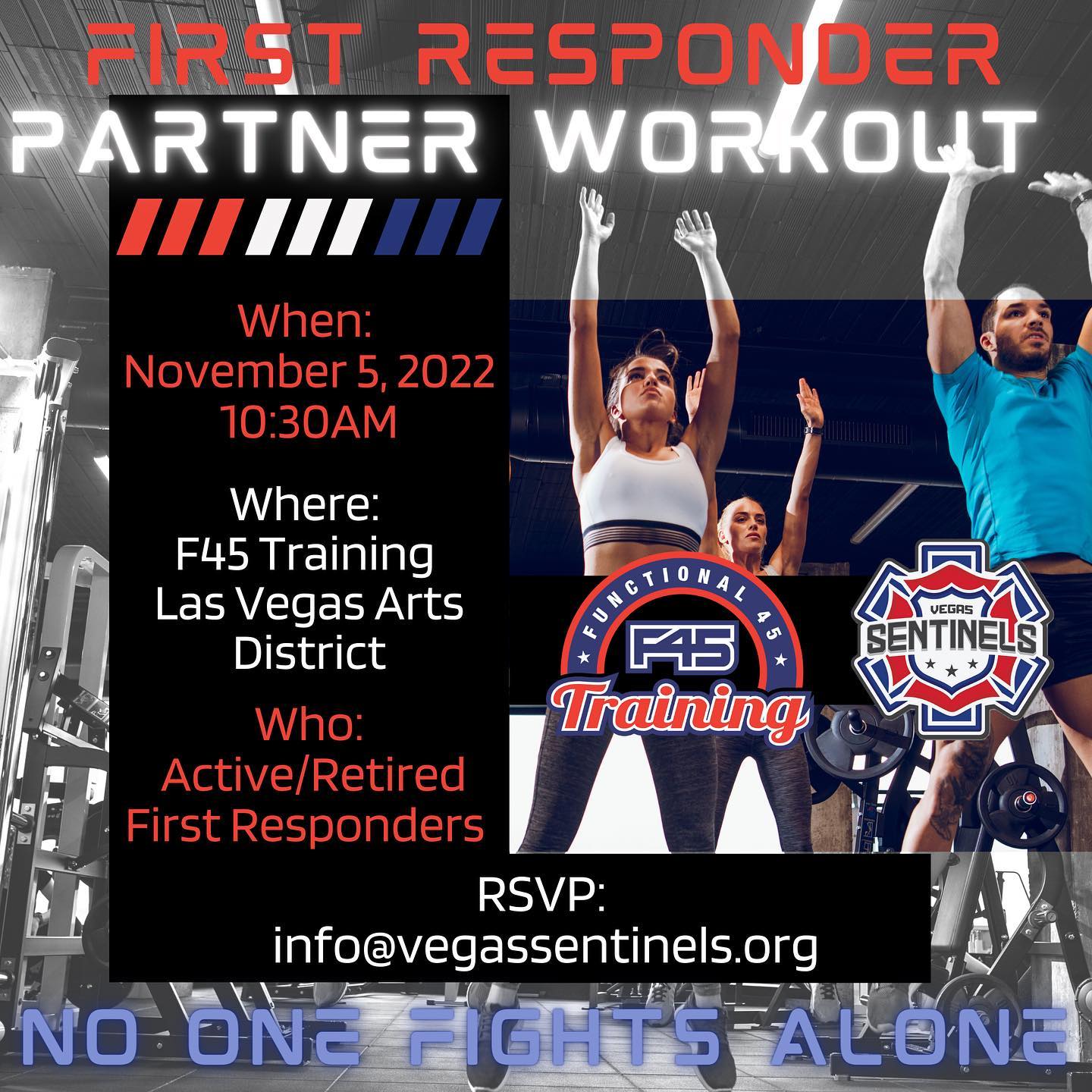 🚨 EVENT ANNOUNCEMENT 🚨
Fall is upon us, so that means we’re all going into hibernation mode? WRONG!
Bring your partner and get in a complimentary circuit-based workout sponsored by the Sentinels and hosted by @f45_training_vegasartsdistrict
RSVP with us at info@vegassentinels.org as it is first come first serve, shirts will be given out and water will be available.
The workout will have you partnered up with someone so this is a great moment to build that camaraderie and hold each other accountable. In this family, no one fight alone.
#noonefightsalone #samehere
.
.
.
.
#nonprofit #nonprofitsofinstagram #mentalhealth #mentalhealthawareness #mentalhealthawarenessmonth #mentalhealthmatters #mindfulness #smashthestigma #fitness #firstresponder #firstresponderfitness #firstresponderhealth #lasvegas #vegas #humanizingthebadge #lawenforcement #fire #firefighter #ems #emt #medical #emergencymedicine #nurse #nursing