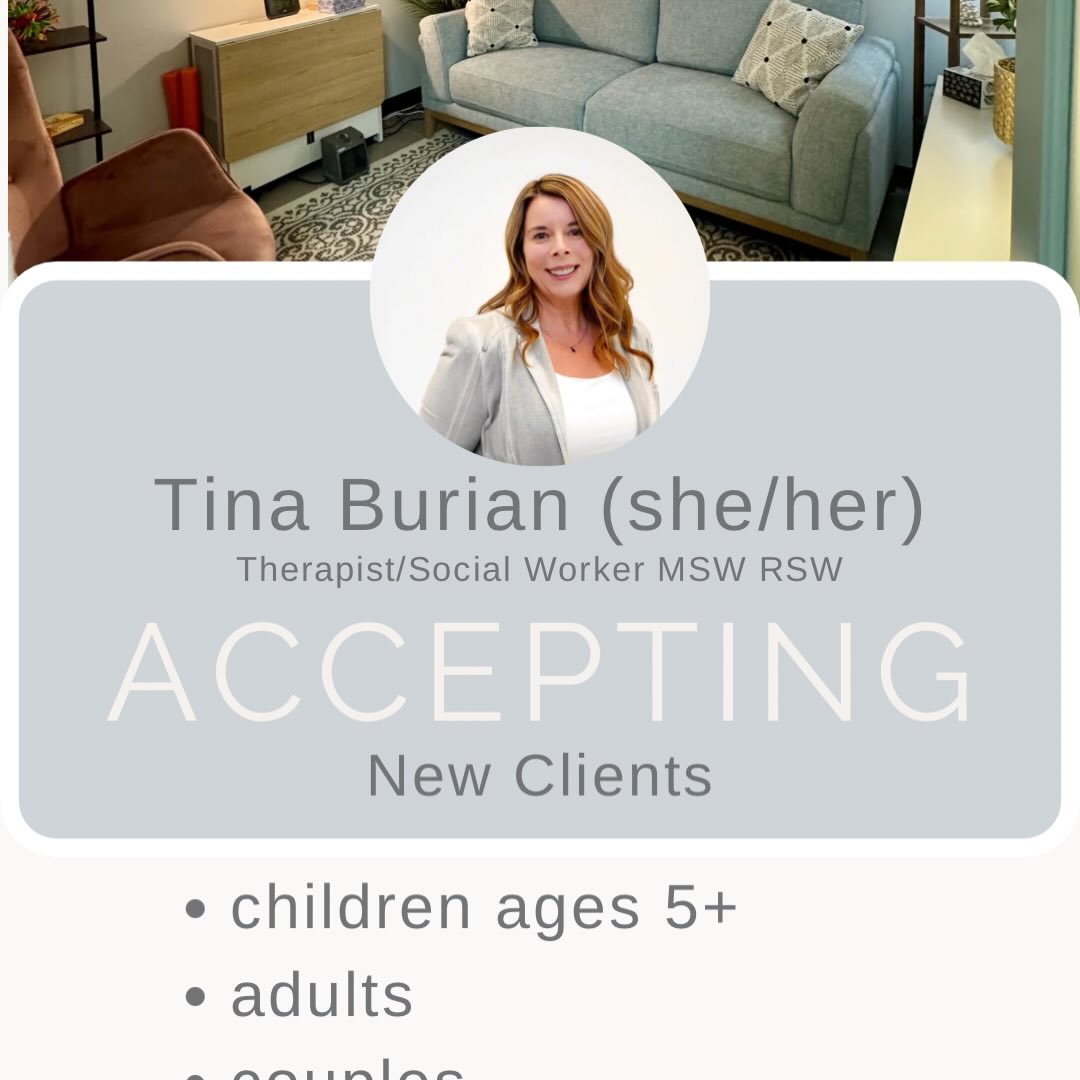 Tina Burian (she/her), MSW RSW, is now accepting new clients! 🌱
Supporting:
• Children (ages 5+)
• Adults
• Couples
If you’re looking for thoughtful, evidence-informed therapy in a client-centered space, reach out to learn more or schedule your appointment.
🔗www.ymmcollaborativepractice.com
📧Admin@ymmcollaborativepractice.com
#YMMCollaborativePractice #ymm #YMMMentalHealth #adulttherapy #childtherapy