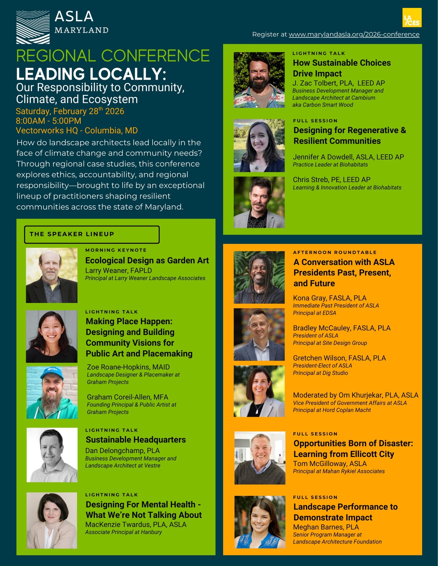 Maryland ASLA is proud to host this exceptional lineup of speakers at our Regional Conference on February 28! 🌿
Use the link in our bio to secure your spot and earn 6.0 LACES PDH (HSW).