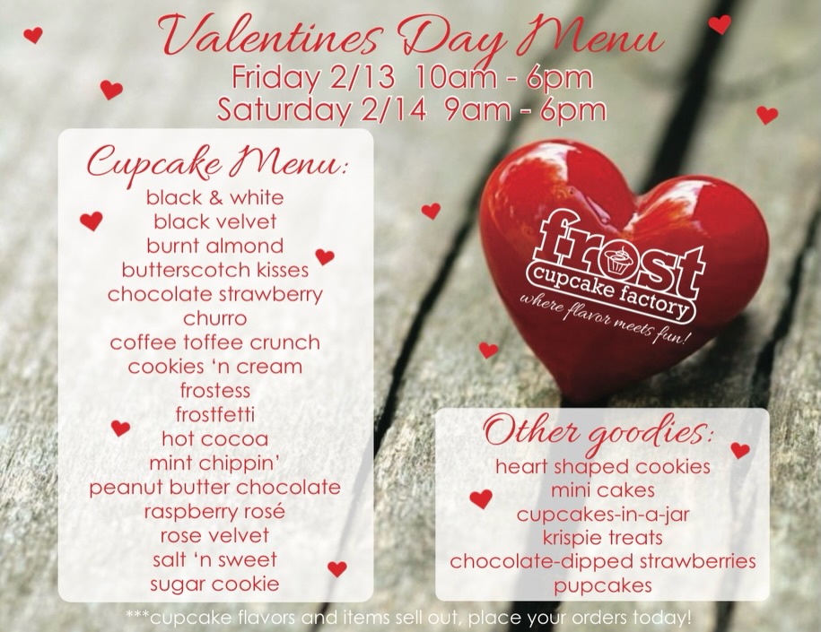 🩷Valentine’s Day goodies available this Friday and Saturday at Frost!❤️Walk-in, pre-order, DoorDash your favorite sweets for your sweet! 🩷We are open 10am - 6pm Friday and 9am - 6pm Saturday! ❤️#valentinesday #bemine #love #bayarea #cupcakes