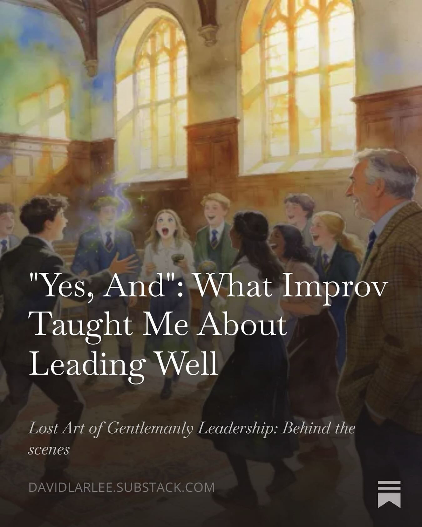 I was a terrible improv performer.
Not for lack of enthusiasm — I had plenty of that. But I kept breaking the cardinal rule. Someone would set up a scene, hand me a perfect opportunity, and I’d instinctively try to redirect it, correct it, or improve upon it. I’d say, in effect, no. And every time I did, the scene died.
My coach had one note for me, over and over: “Yes, and.”
Receive what you’re given. Build on it. Don’t kill the momentum.
(Link in profile)