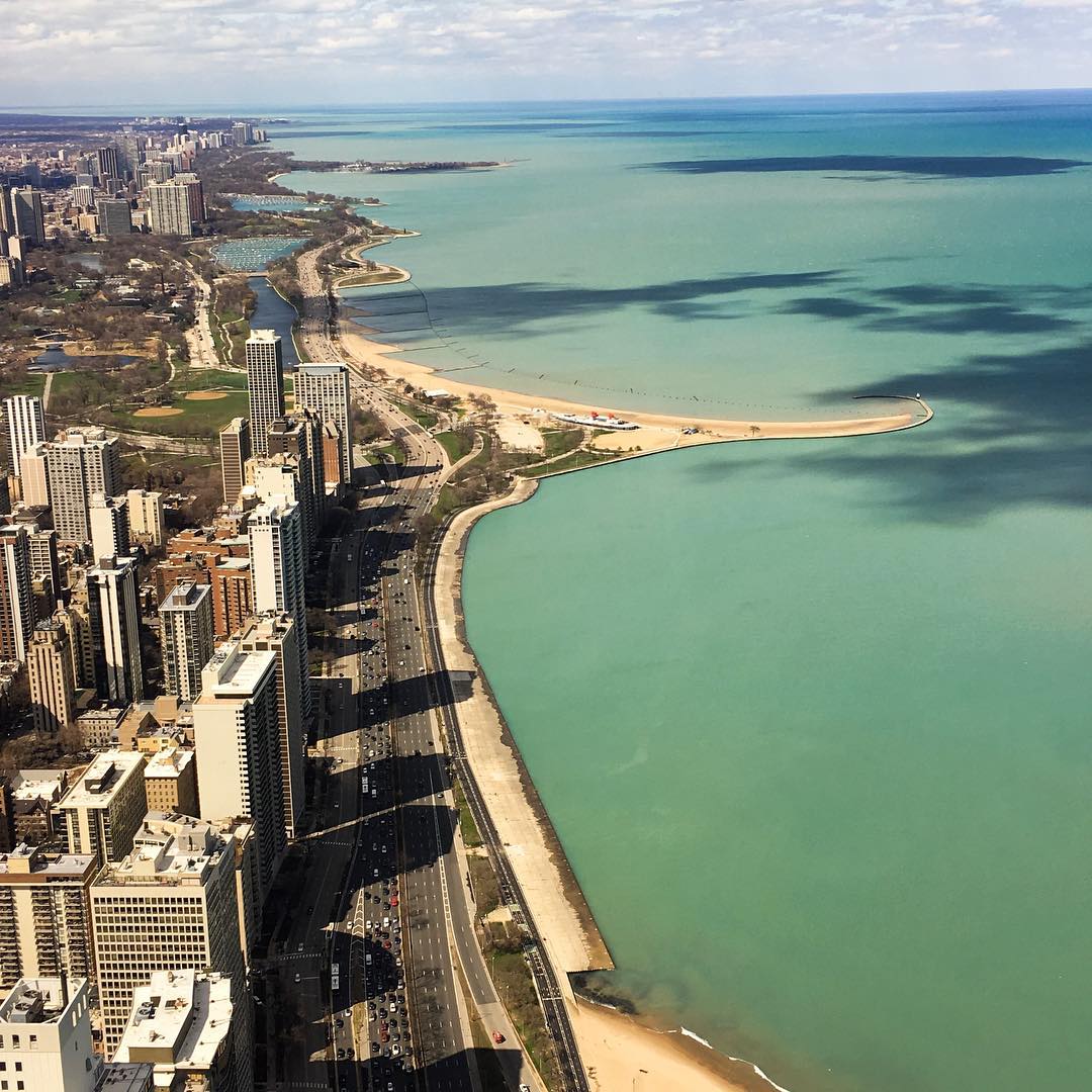 Quick trip across OUR pond (Lake Michigan) for Stacy today. Viewing the lake and city from 96 floors up gives a very different perspective. Also very different to see the lake hit against sky scrapers instead of sand dunes.