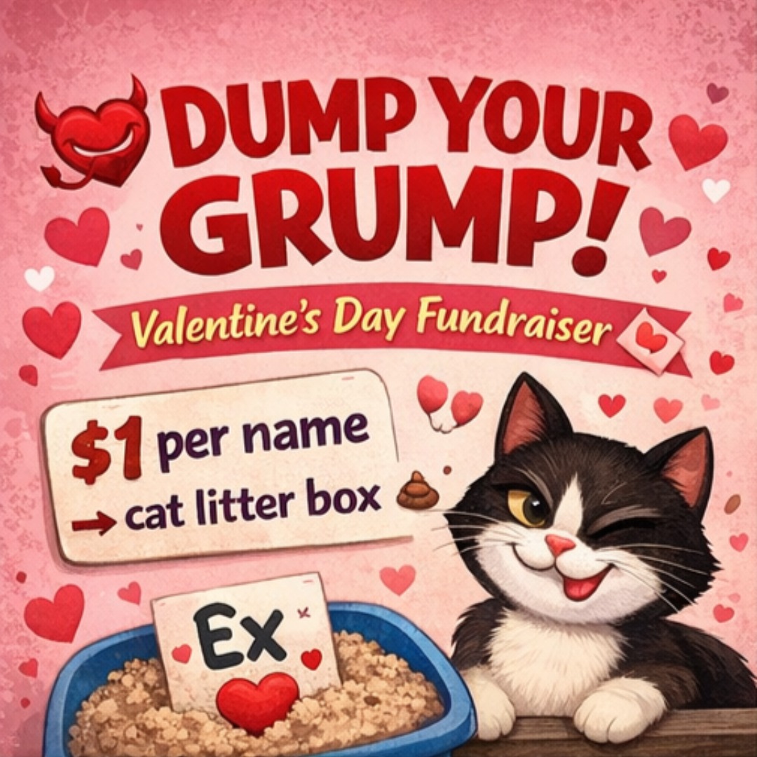Come visit the shelter and let the cats help you dump your grump 😈🐱💌
If you can't get to us: https://www.kodiakanimalshelter.org/do
nate
We will also send you a photo your valentine!