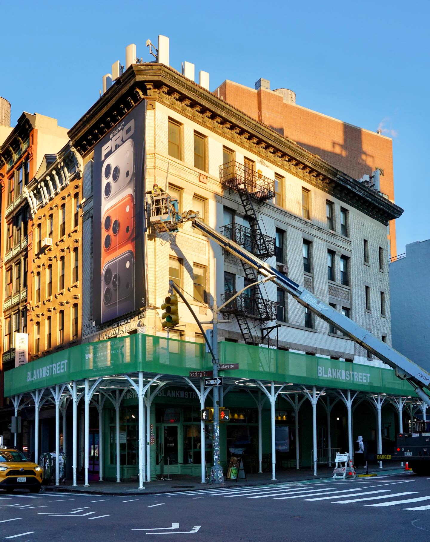 Project Spotlight: 63 Spring Street
👀 Swipe for a before picture 👀
Then, read what our Head of Sales & Growth Ethan Polsinelli-Montero has to say about this job below!
“63 Spring Street was the first Blank Street location I was ever familiar with. Before occupying the full space, they operated from a small walk-up window. Even then, the energy was unmistakable: loud music, great coffee, and people mingling outside.
After they expanded, traditional scaffolding followed—never ideal for retail, especially in SoHo. In partnership with Blank Street, we replaced the standard sidewalk bridge with a branded Urban Umbrella that complemented the storefront and fit the neighborhood.
For me, 63 Spring Street epitomizes why Urban Umbrella exists. Scaffolding is part of New York City life, but traditional sheds negatively impact ground-floor tenants, and a building’s P&L.
This project proves there’s a better alternative.”
#urbanumbrella #nyc #newyork #scaffolding #blankstreet
