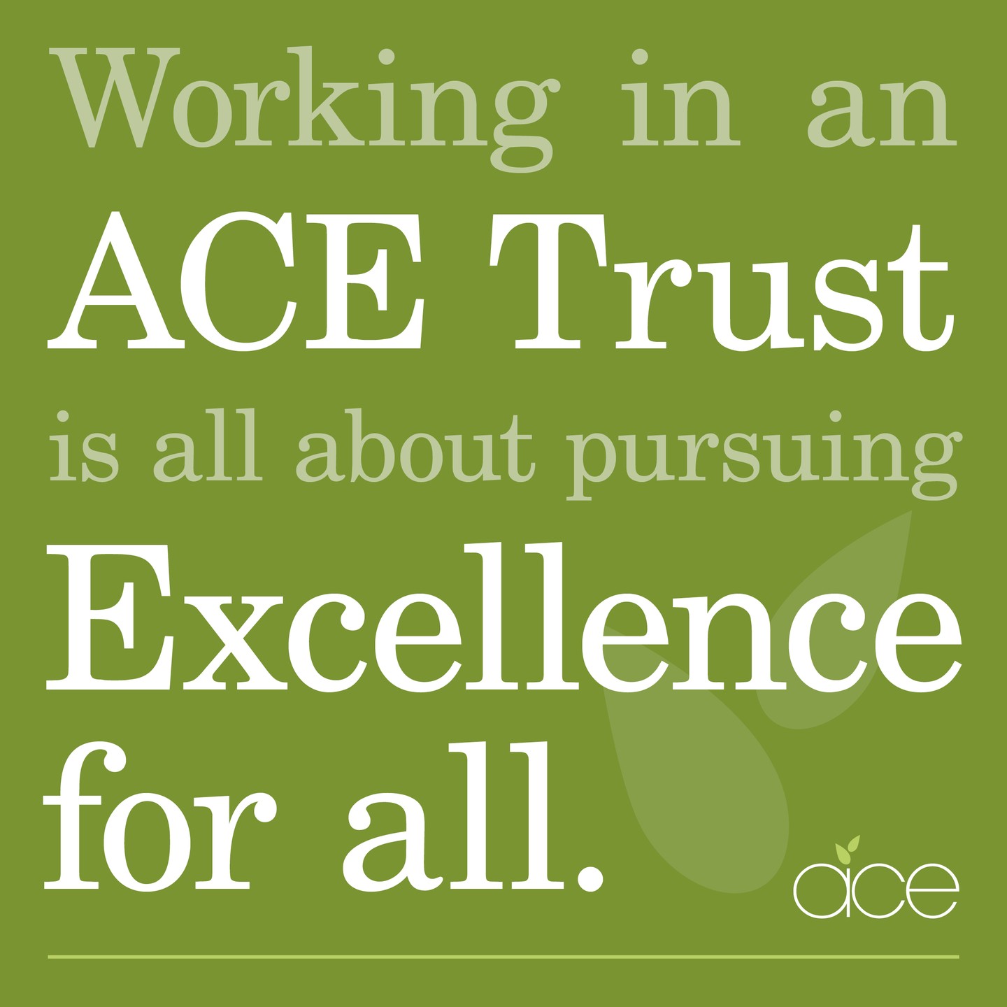Working in an ACE
Trust is all about pursuing excellence
for all.
https://www.acexcellence.co.uk/
#Devon
#Schools
#CharacterEducation