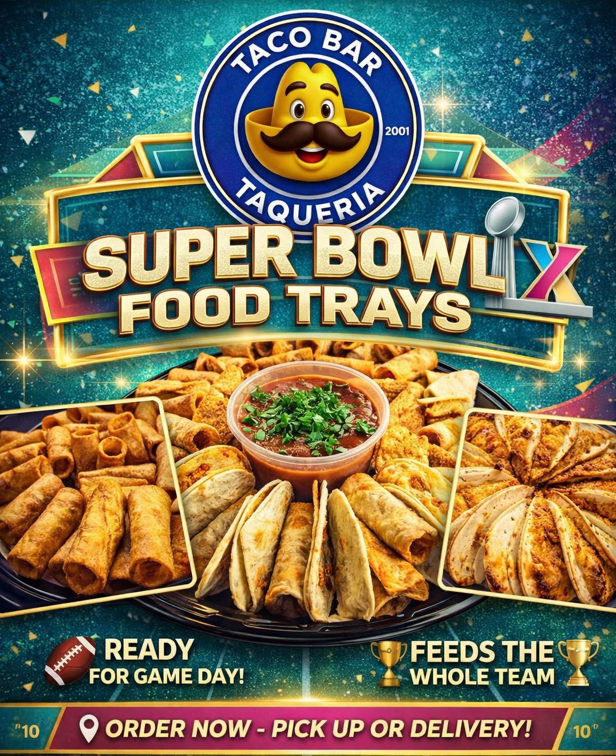 Big game. Big flavor. Big vibes 🔥
Enjoy every play and every beat of the halftime show with food that brings the Latino flare 🌮🎶
📲 Order now & party all game long!