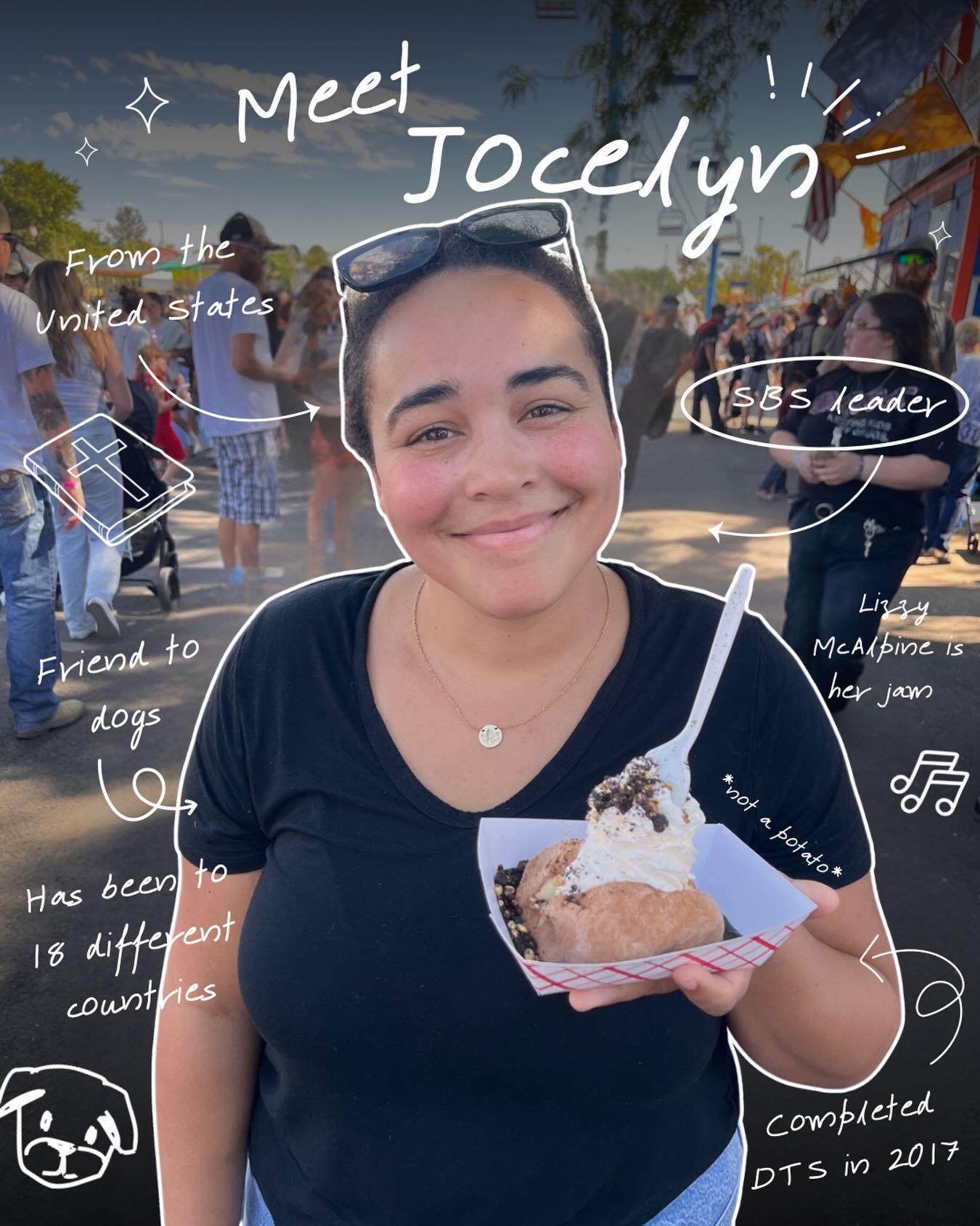 Hi my name’s Jocelyn I am from the USA and I completed my DTS in 2017. I am currently co-leading the SBS and enjoy baking, listening to music, and hanging with friends. ✨
#meetthestaff