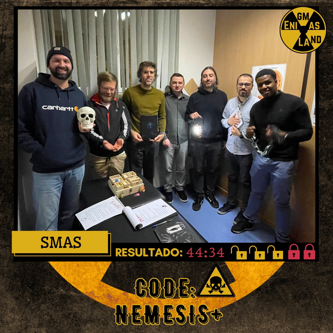 🧬 CODE: NEMESIS+ em modo team building!
Sete colegas, um desafio intenso e o tempo sempre a pressionar ⏳
Conseguiram abrir 3 dos 5 cadeados 🔓 e descobrir 4 das 6 letras do Cryptex de Ouro com o nome do enigmático Engenheiro Genético…
Não foi a vitória total, mas houve conquistas 💥
Das 3 caixas abertas, saíram vários prémios 🎁
👉 Achas que a tua equipa conseguia ir mais longe?
Marca o teu grupo e reserva já o teu team building 🧩🔥
#EscapeRoom #TeamBuilding #CodeNemesis #EscapeRoomPortugal #JogosDeEquipa
#TrabalhoEmEquipa #Desafio #Enigmas #Cryptex #Adrenalina
#ExperiênciaÚnica #Empresas #TeamWork #EscapeAddicts