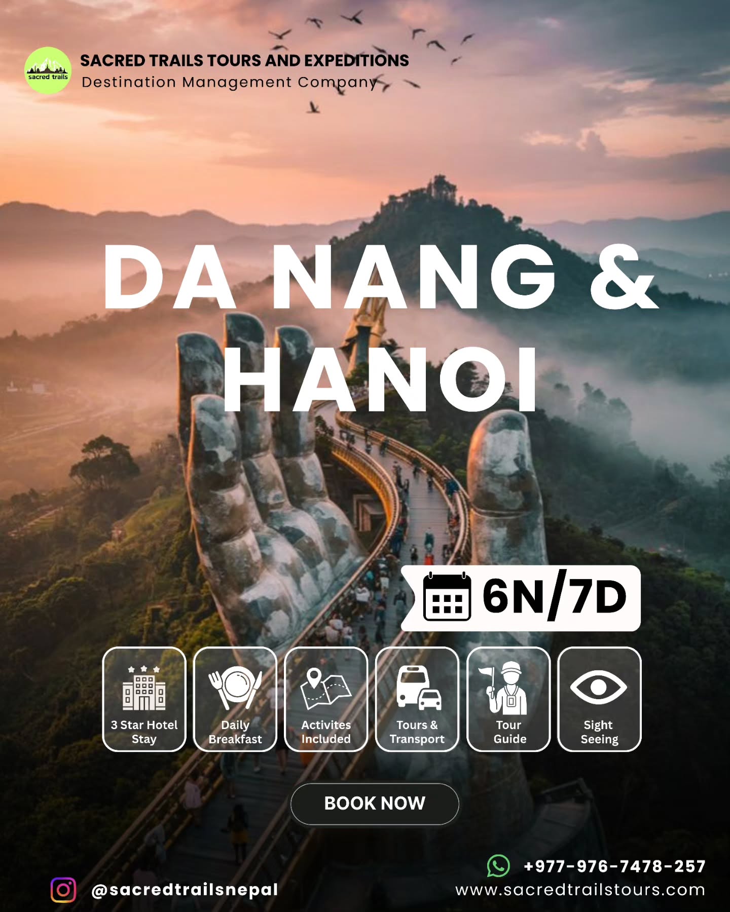 Vietnam: Two iconic cities, one unforgettable journey. 🇻🇳
Explore Da Nang & Hanoi on a 6-night, 7-day tour that covers everything from luxury 3-star stays to guided sightseeing tours.
Book your spot now!
Whatsapp: +977-976-7478-257
🌐 www.sacredtrailstours.com
#vietnamtravel #danang #hanoi #travelnepal #vietnamtrip