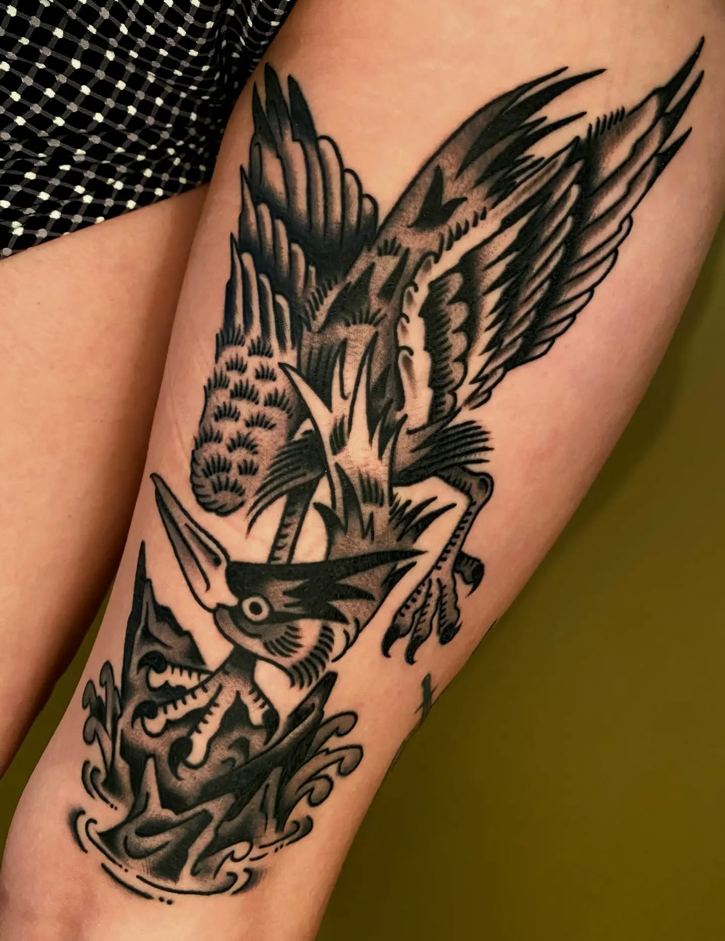 Heron by @project.quizard dm Quinn directly for booking inquiries!
#kansascitytattoo #kansascitytattooartist #brightandbold #traditionaltattoo #tattooflash