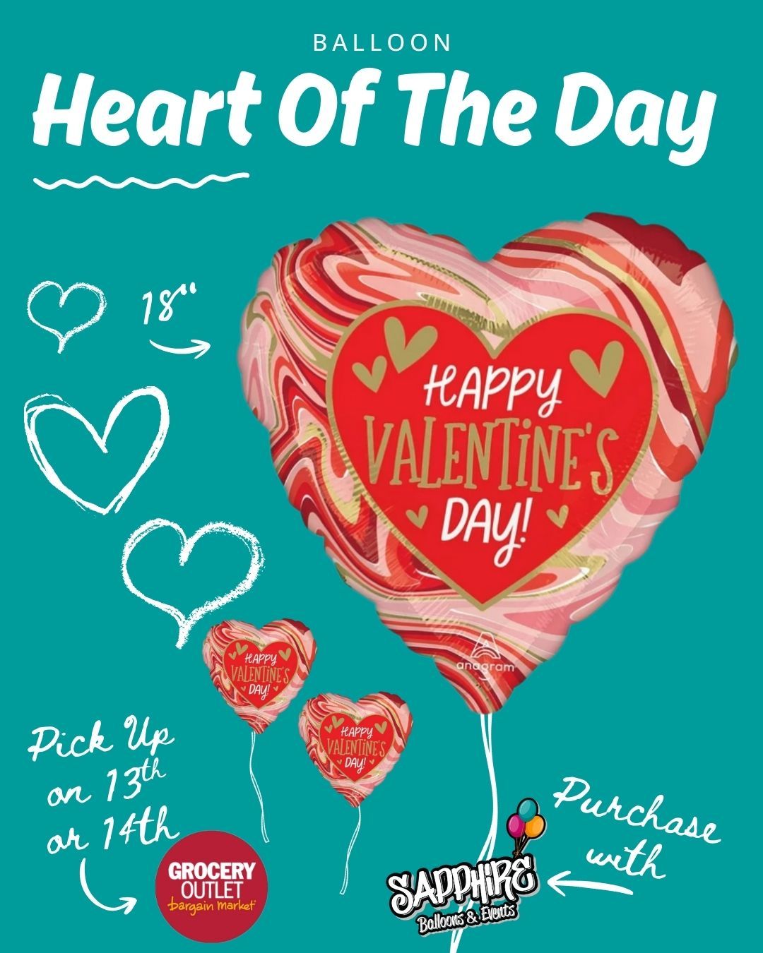 Today’s Heart of the Day is available for pre-sale 💘
Pre-order now and pick up at Mays Landing Grocery Outlet on February 13th or 14th, between 9am–6pm.
Limited quantities, fresh designs, and once pre-orders close—it’s gone.
Lock yours in and make Valentine’s Day easy.
📍 Pick-up location: Mays Landing Grocery Outlet
🕕 New Heart revealed every day at 6pm
#HeartOfTheDay
#ValentinesDayReady
#ShopLocalNJ
#MaysLanding
#ValentinesPreOrder
#BalloonLove
#SmallBusinessNJ
#ValentinesVibes