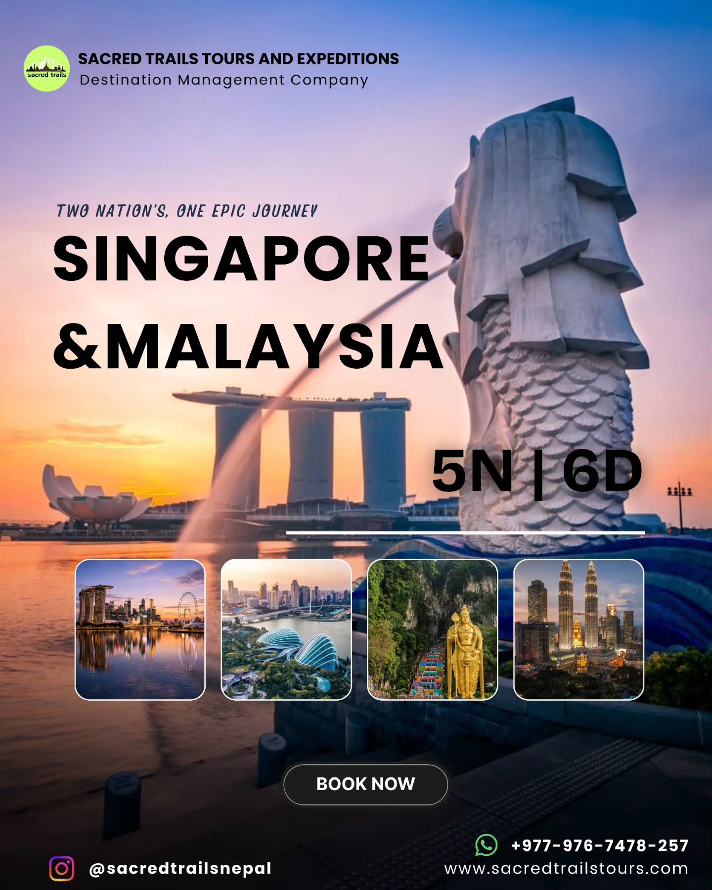 Double the country, double the adventure. 🌏✨
Experience the magic of Singapore and the charm of Malaysia in one seamless 5N/6D trip. Your next core memory starts here.
Book Now:
📞 +977-976-7478-257
🌐 www.sacredtrailstours.com
#traveldeals #singaporefood #malaysianfood #asean #asiatravel