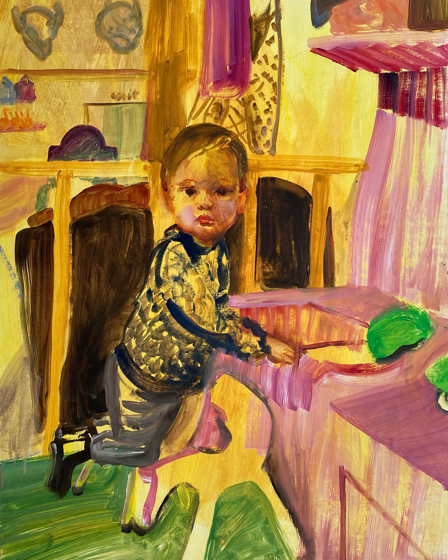 Playing kid
65 x 50 cm, oil on paper.
#painting #paintingkids #kidsplaying #oilpainting #colourful #colourfulart #pinkkitchen #wijswest #schilderij #interiorpainting #art #decorativearts #kleur #transparentart #liliehsia