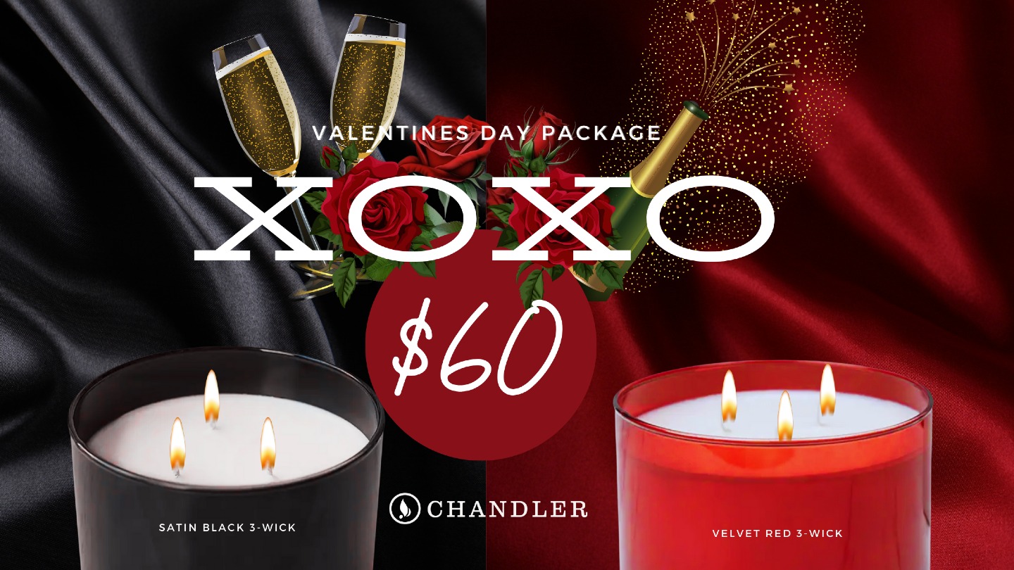 Back by popular demand--and in the nick of time--our Valentines package is finally here!
That's two 3-wick candles--in choices of black or red--with a complimentary label that can either be a photo (right from you phone even!) or a vinyl printed message (including hand written y'all!), then we end the entire experience with a complementary photo that'll be made into a keepsake!
This isnât just for couples, either! You can add extra candles for just $32 each. Double-dates? GALentines? Fellow parent-in-laws to a married couple? HELLO?
The final kicker? The package doesn't have to be redeemed ON Valentine's Day! Do I even have to say more?
Purchase your package online and let's make this happen: