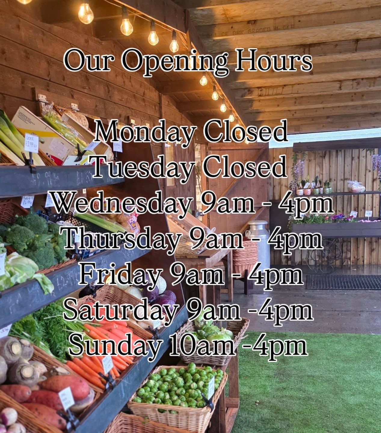 Please see our opening days and hours. When we are closed our fruit, veg and flowers will be available on the cart at the entrance of the farm shop.
Just a quick note to let you know that any flower orders for funerals or special occasions placed on Mondays and Tuesdays will still be processed as usual. 💐
#shoplocal #floristnearme
#flowersforvalentines
#greengrocersnearme
#farmfresh