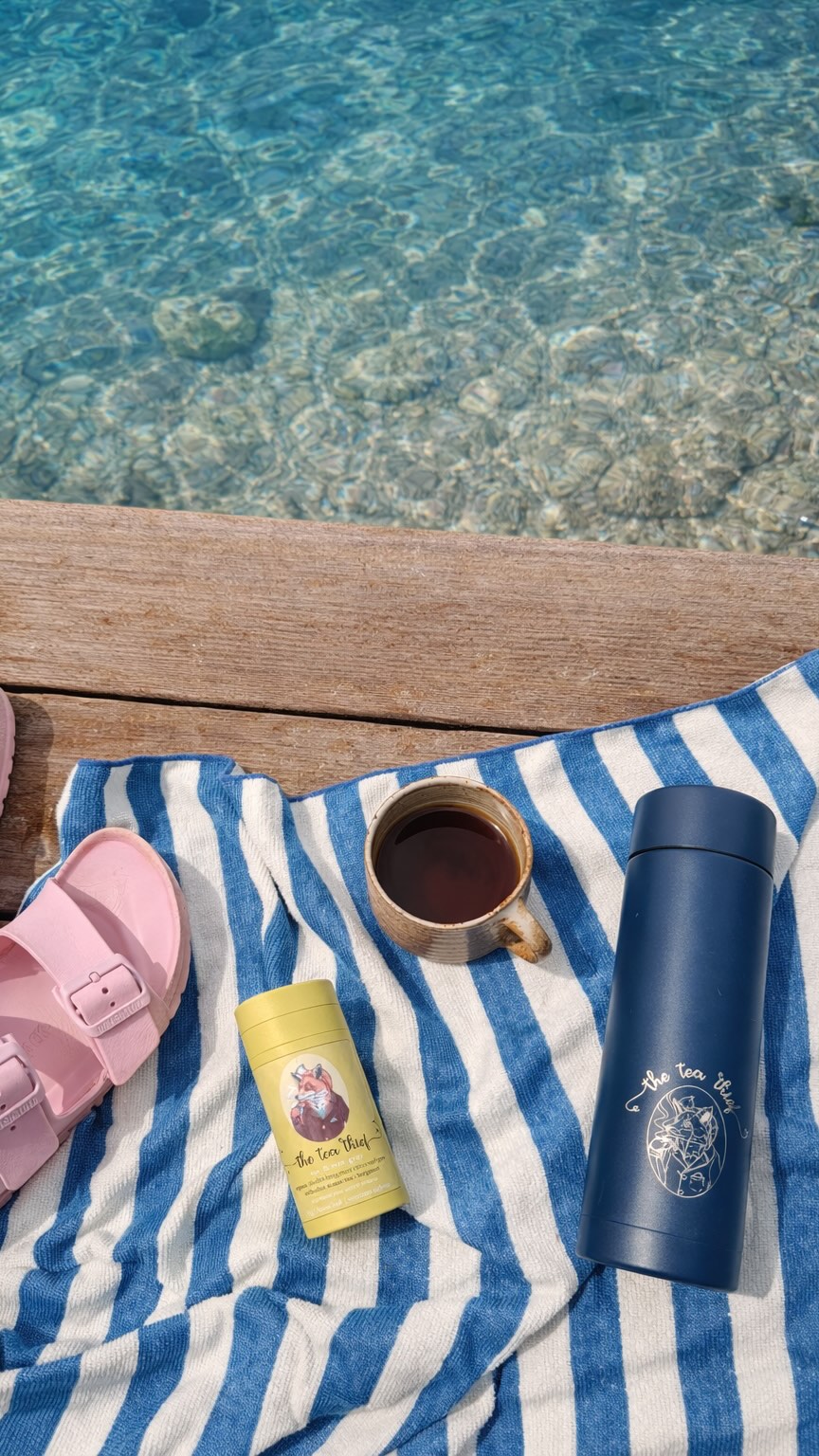 Just you.
Your tea thief multi flask and your favourite tea.
the sound of waves resetting your nervous system.
Share the experience or have some me time 💕