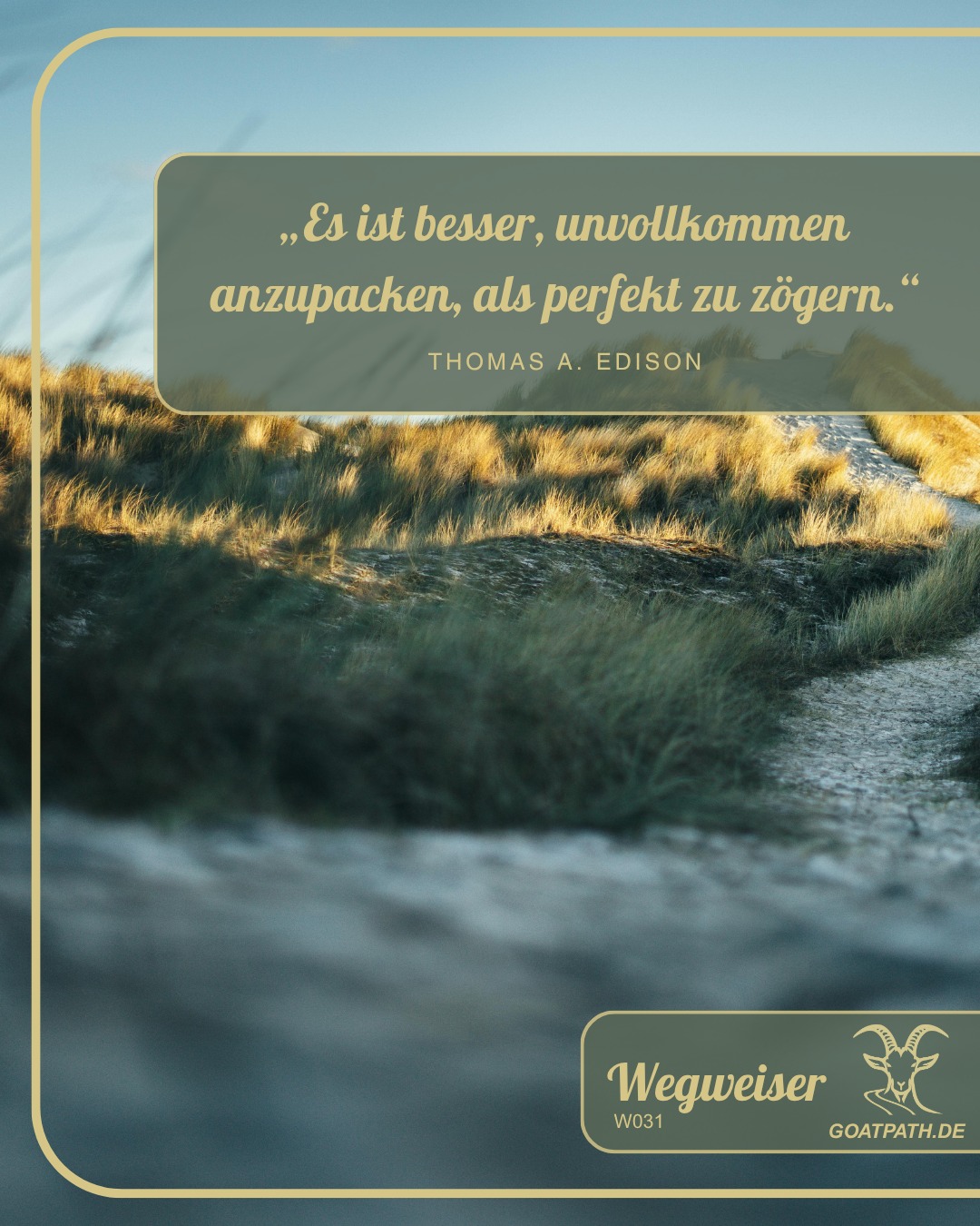 🐐 Ziegen-Zitat zum Sonntag
„Es ist besser, unvollkommen anzupacken, als perfekt zu zögern.“
Zitate sind wie kleine Wegweiser im Dickicht des Denkens. Worte von oft schlauen Menschen, die uns erinnern, dass wir nicht die Ersten sind, die suchen, zweifeln, stolpern – oder einfach mal meckern.
#Goatpath #SapperlotKarten #NaturWissen #Wegweiser #Zitate #Wortzumsonntag#Nature