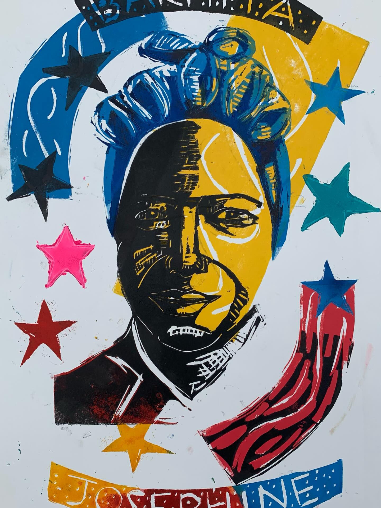 Today is the feast day of #stjosephinebakhita . This is a #linocutprint #print I made of her a few years back. Born in Sudan Josephine experienced first hand what being trafficked meant when she was sold as a slave finally finding refugee in Italy where she lived for fitfy years until her death in 1947. She is the first female #black #catholic saint. She lived in the early days of black and white photography and there are some excellent pictures of her.