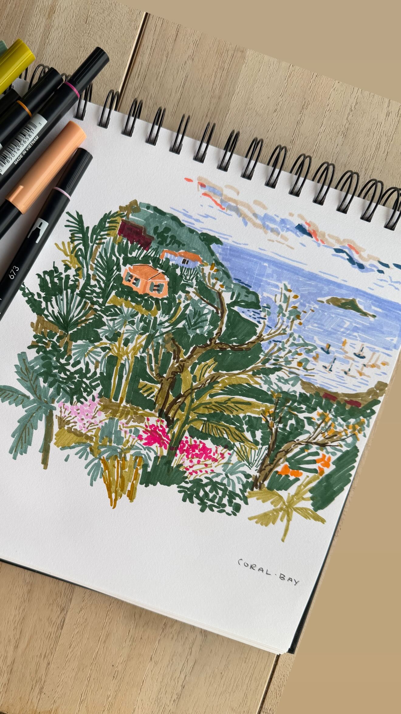 Packed sketchbooks and markers with my kids on this trip. 🎨 Hope we work on capturing this beautiful landscape each day.
#traveljournal #theydrawandtravel #markersketch #caribbean_beautiful_landscapes #landscapedrawing
