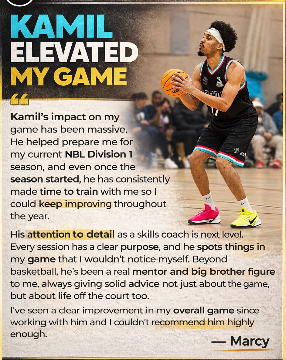 Grateful to be a small part of journeys like this.
Marcy put in the work. Early sessions, extra shooting reps, and a real commitment to improving every detail of his game.
Now he’s competing in NBL D1 🔥
My mission has always been to help players elevate their game, and moments like this make it all worth it.
Proud of you Marcy. More to come. 📈
•
#basketballtraining #ballislife #basketballneverstops #improvements #basketballcoach
