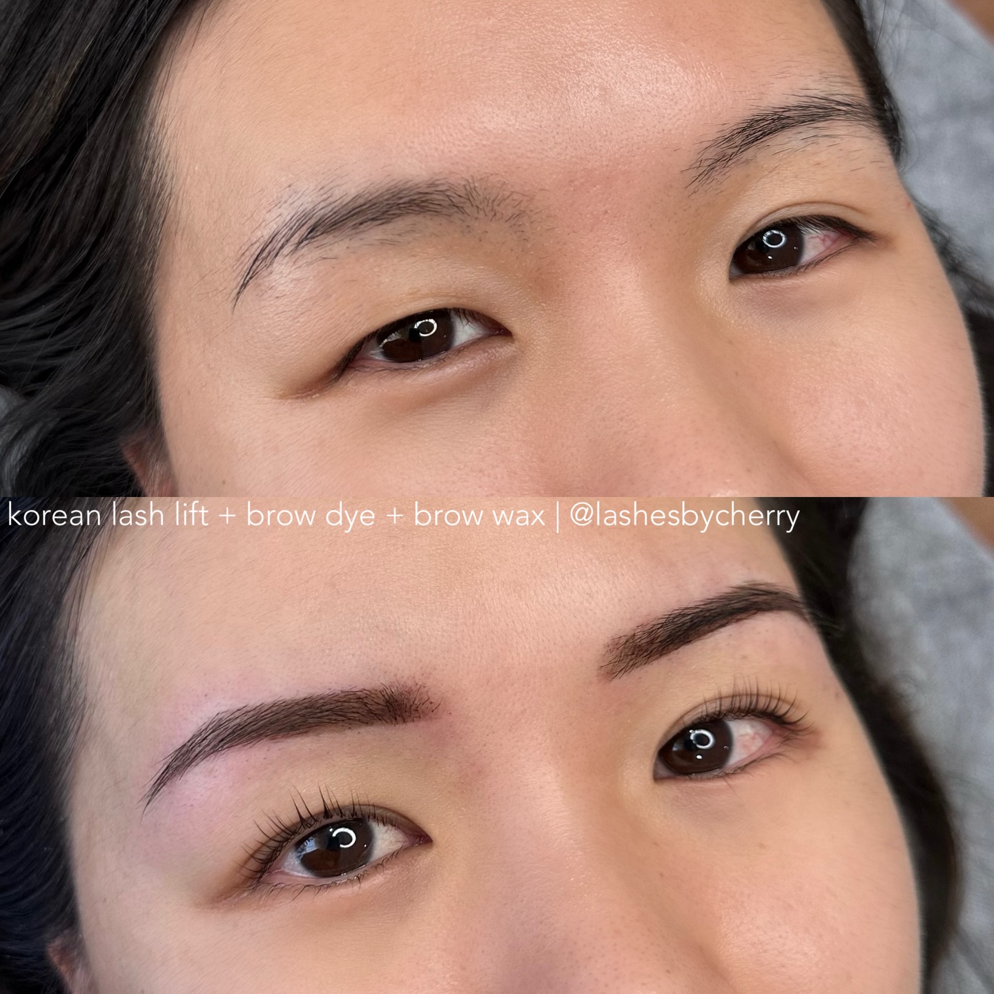 the difference with a fresh korean lash lift & brow wax and tint tho 😮💨🤌🏻