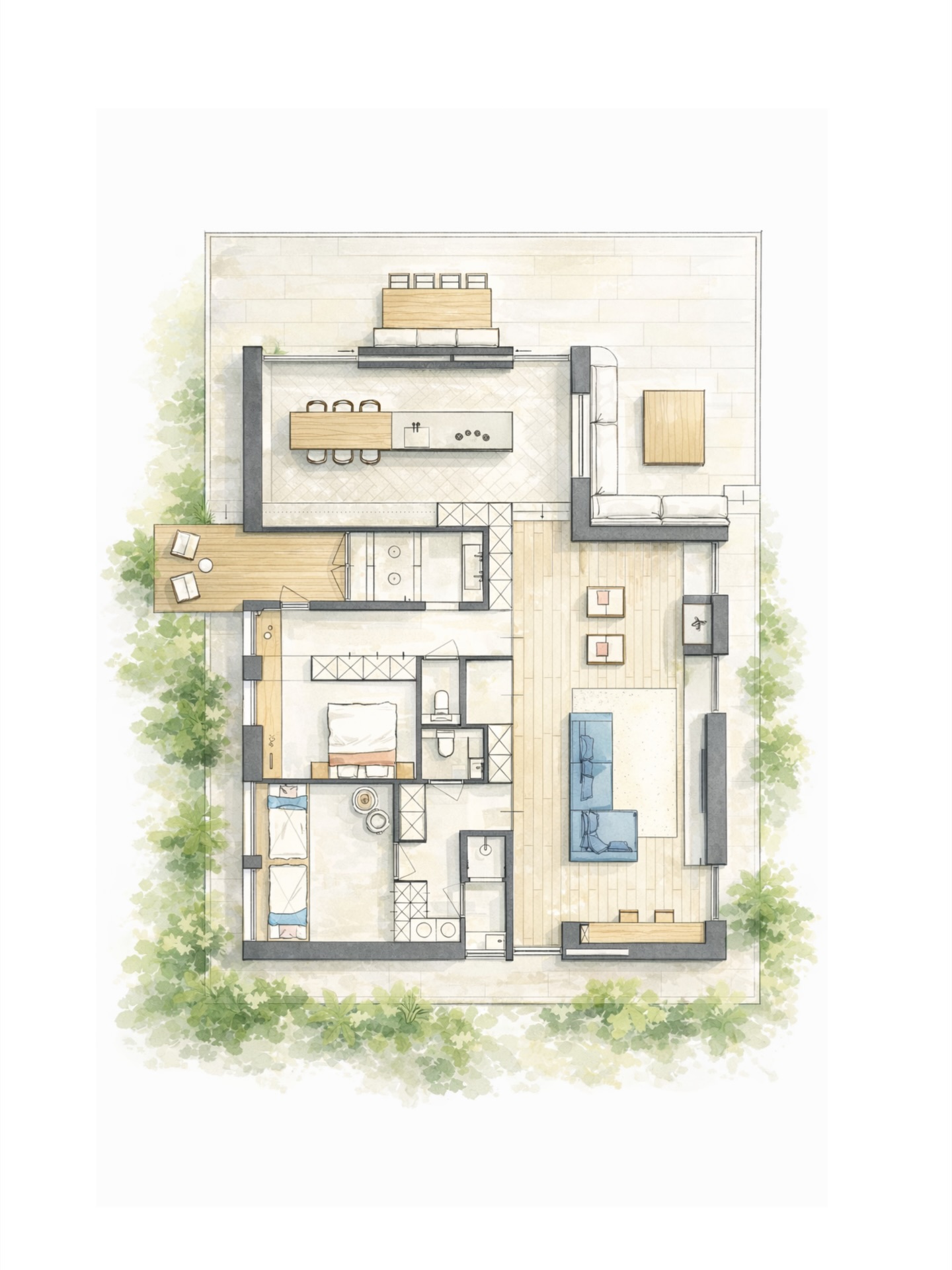 The foundation of Villa Ananda.
A layout where nature frames every space, and the rhythm of daily life flows effortlessly between indoors and outdoors.
.
.
.
.
.
#naturalinterior #designprocess #floorplaninspiration #calmliving #modernliving