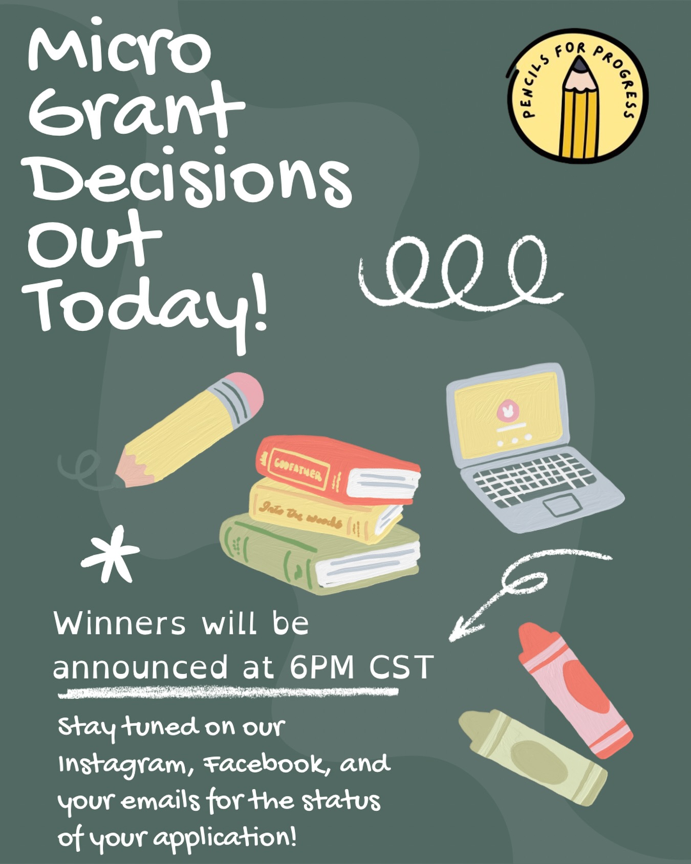 The wait is almost over. ⏳✏️
Our Micro-Innovators Classroom Grant decision will be officially announced at 6:00 PM CST today. Join us as we reveal the classroom initiative that will receive this year’s investment in innovation, access, and student opportunity. Stay tuned.
#pencilsforprogress #p4p #teacher #grant #donation