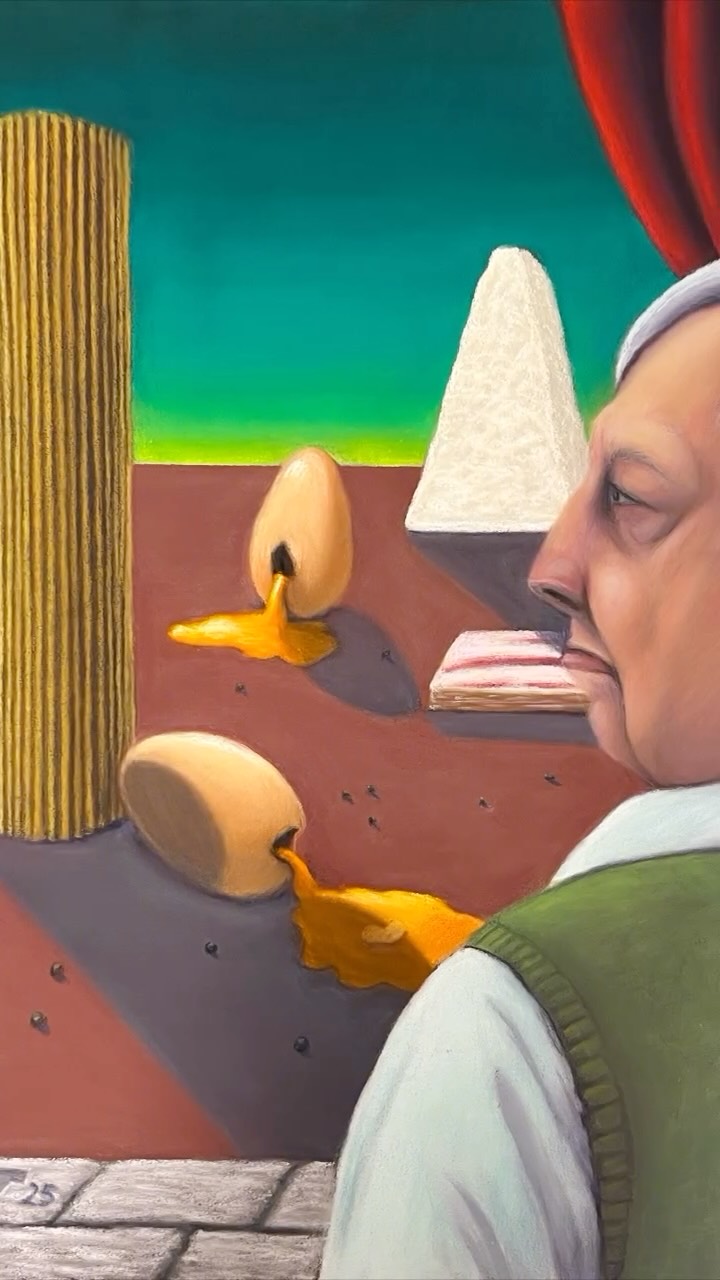 C’è chi non ci vede più dalla fame e chi vede un paesaggio metafisico con guanciale. 🥓😂
Un’idea nata mentre cucinavo una carbonara e avevo gli ingredienti sul piano della cucina... e spero che il buon De Chirico mi perdoni per questo ritratto! 😁
Visione metafisica di una carbonara
Pastello su carta
30x40 cm
🇬🇧Some people are just starving, and some people see a metaphysical landscape with guanciale. 🥓😂
An idea born while I was cooking a carbonara and had all the ingredients laid out on the kitchen counter... and I hope the great De Chirico will forgive me for this portrait 😁
Metaphysical Vision of a Carbonara
Pastel on paper
30x40 cm
#foodart #contemporaryart #carbonara #dechirico #metafisica #pastelart #surrealism #pastelpainting