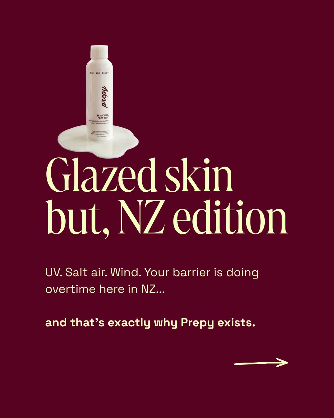 Glazed skin is cute… until real life hits you IN THE FACE and your barrier taps out.
Yes, we love that skincare has moved past chaotic trends. Love that for us. But don’t be fooled - surface shine ain’t hydration.
Prepy is Korean-inspired skincare, designed for NZ skin.
Barrier-first ingredients. Calm hydration. Real-life resilience.
#PrepySkin #GlazedSkinNZ #NZSkincare #BarrierFirst #KBeautyInspired AotearoaSkin SkinSupport