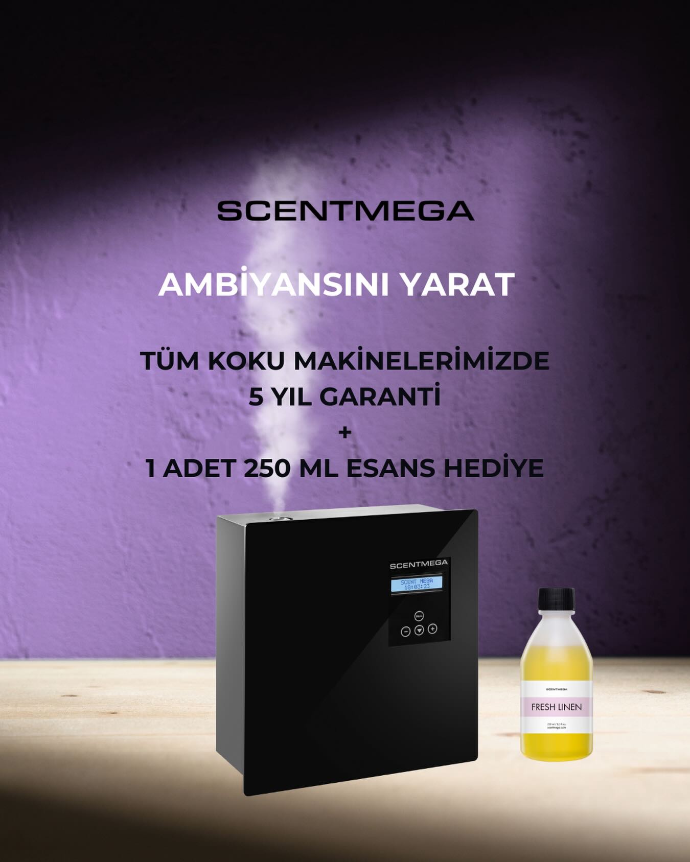 .
Tüm koku makinelerinde 5 yıl garanti sunan tek firma olmaktan guru duyuyoruz. Ambiyansınızı yaratırken hem kaliteyi hem de eşsiz kokuları hemen keşfedin…
#scentmega #kokumakinesi #kokulandırma #scent #scentdiffuser