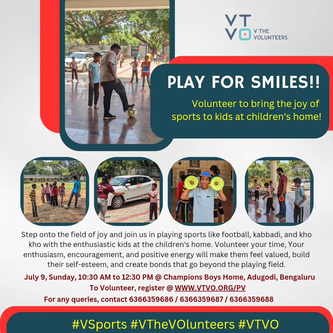 Call for volunteers to play sports with kids at children's home!!
www.vtvo.org/pv
#VSport