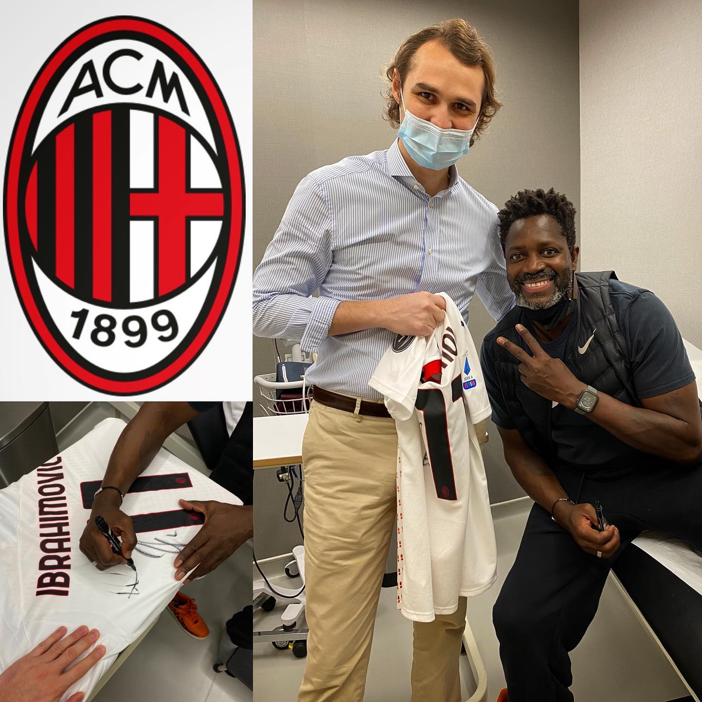 What a gift! @acmilan Official Jersey signed by the 2 legends, the 2 Ibra! Massive thanks to you @ibrahim.ibou.ba ! You will be back stronger💪 ! Lions never die @iamzlatanibrahimovic !