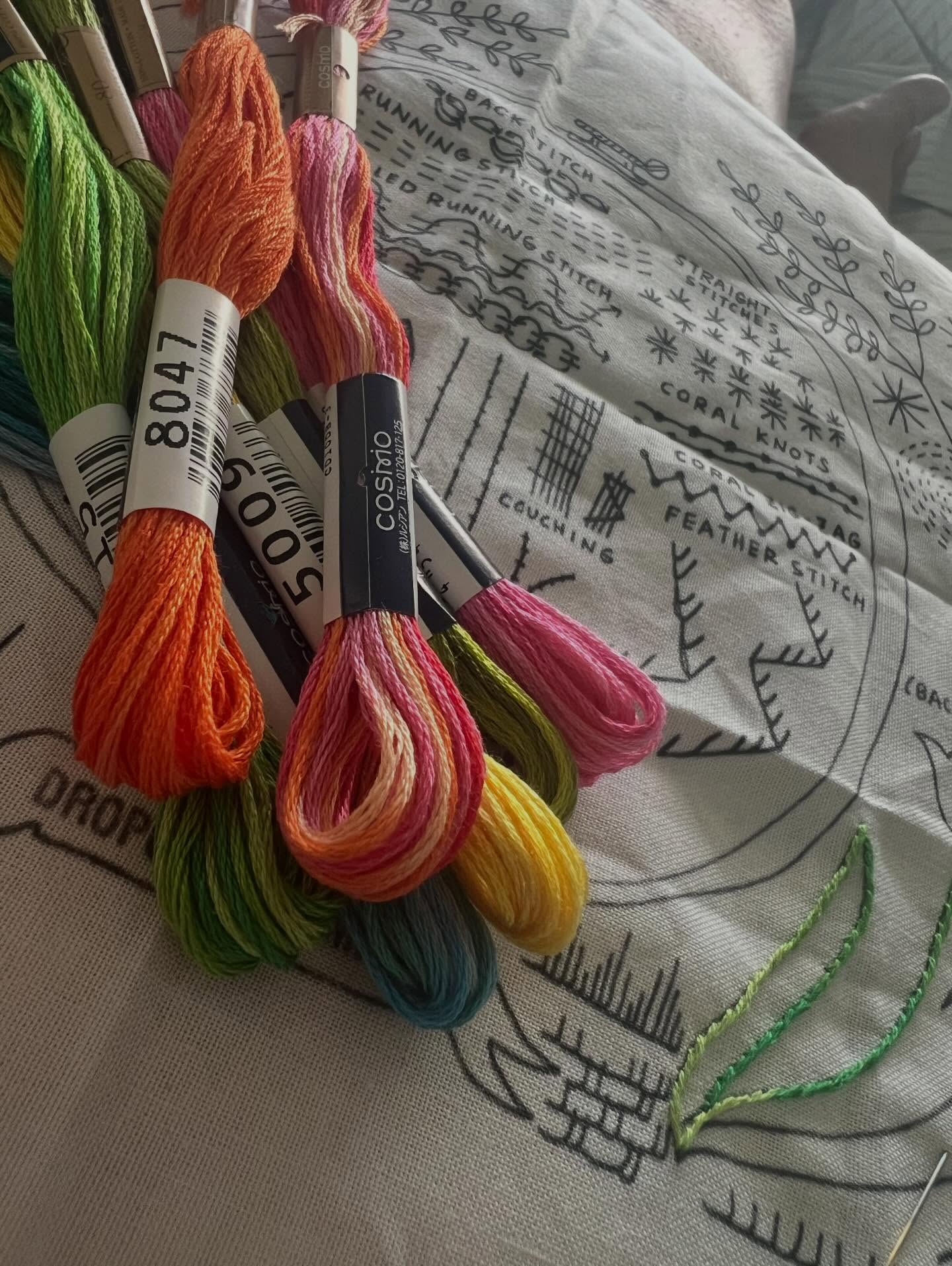 What a magical combination We have th #cosmothreads coming into stock. These are the varigated in the 5000’s, 8000’s and 9000’s. So beautiful. I am stitching a @dropcloth sampler with them. Thinking this could be another amazing class instore. What do you reckon?Some of the #cosmothreads are on the website and the rest will be there soon!! Pop in and have a look at the amazing colours 🪻🌺🌸🌼