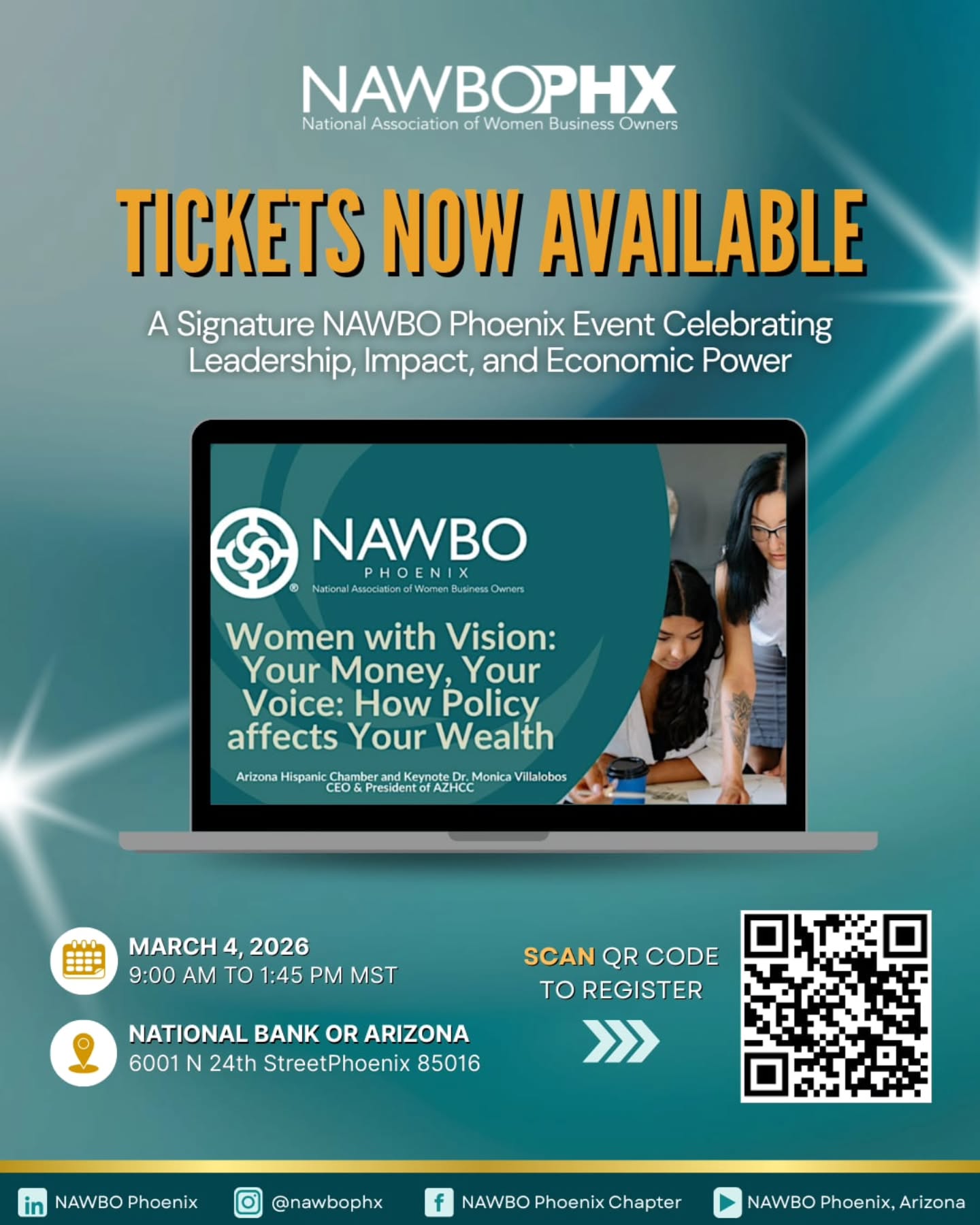 It's LIVE! The #WomenWithVision Summit is shaping up to be a game-changing experience for leadership and advocacy in the Valley. Top speakers are joining us to make sure Your Money and Your Voice are heard.
Prepare to walk away with the tools needed to lead your business into the future 🚀
Visit nawbophx.org to secure your seat. Bring your leadership teams! This is the room that changes it all!
See you March 4th at the @nationalbankofarizona Biltmore.
All details on the site.
You dont want to miss the wisdom of
@monicavillalobos1126
@tamalajmcbath
@velma_trayham
@joannahortonmcpherson
@kb8972
@carikenzie
@yogawaverider
@fscj101
@gloriafeldt
Get. IN. THE. ROOM.
#WOMENINLEADERSHIP #ADVOCACYMATTERS #NAWBOPHX