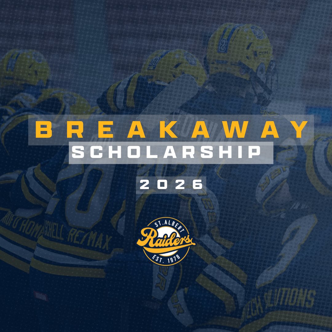 Applications are now open for the St. Albert Raiders Breakaway Scholarship.
Each year, the Raiders award two scholarships to current and former players pursuing post-secondary education.
These scholarships recognize individuals who demonstrate strong character, self-awareness, and a commitment to leadership both on and off the ice.
If you are continuing your education and embody the values of our program, we encourage you to apply.
Learn more and submit your application at the link in our bio.