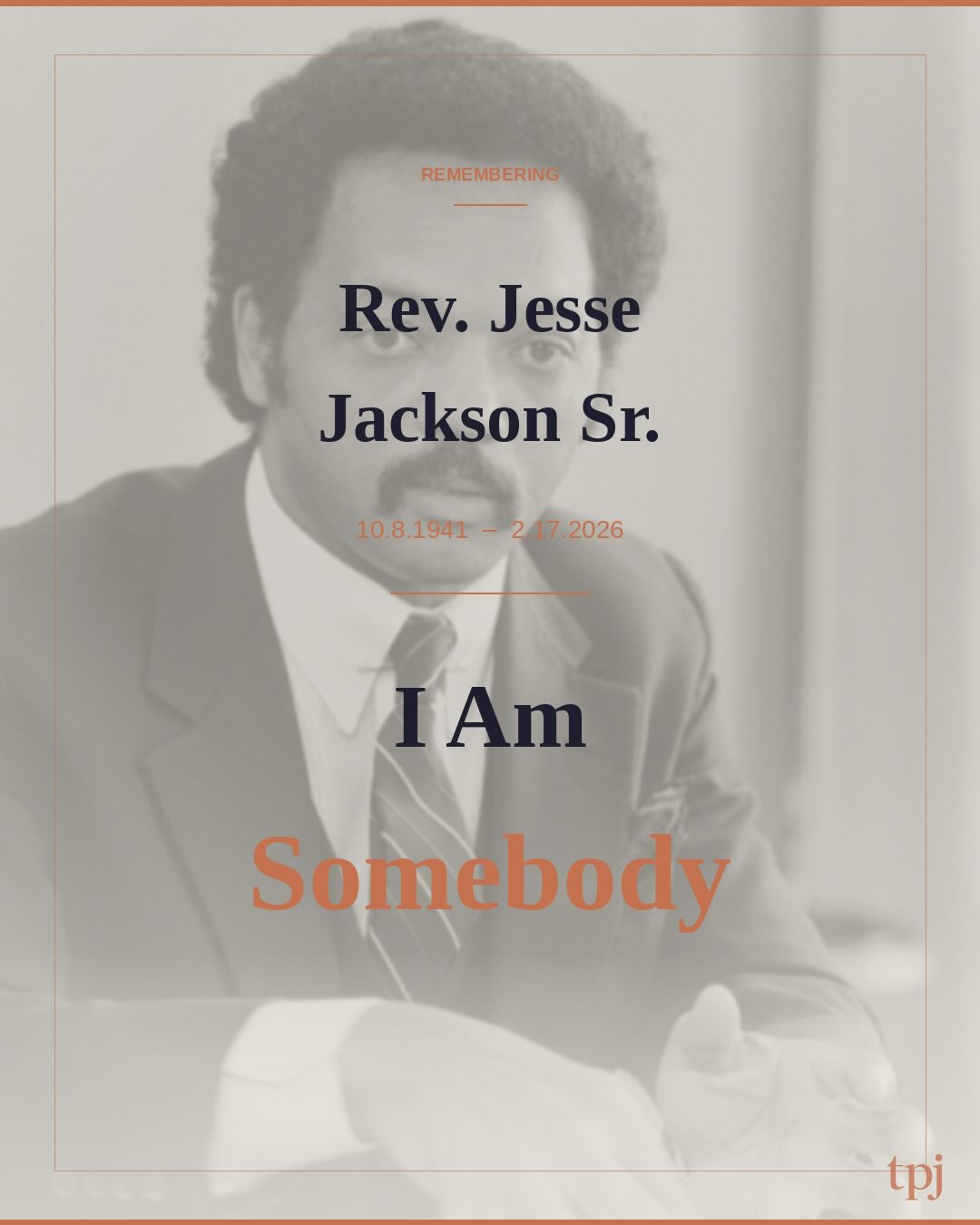I am Somebody. 🕊️
A voice for the voiceless. A movement unto himself.
His words still ring.
Rest in power, Rev. Jesse Jackson Sr. (10.8.1941 – 2.17.2026).
#jessejackson