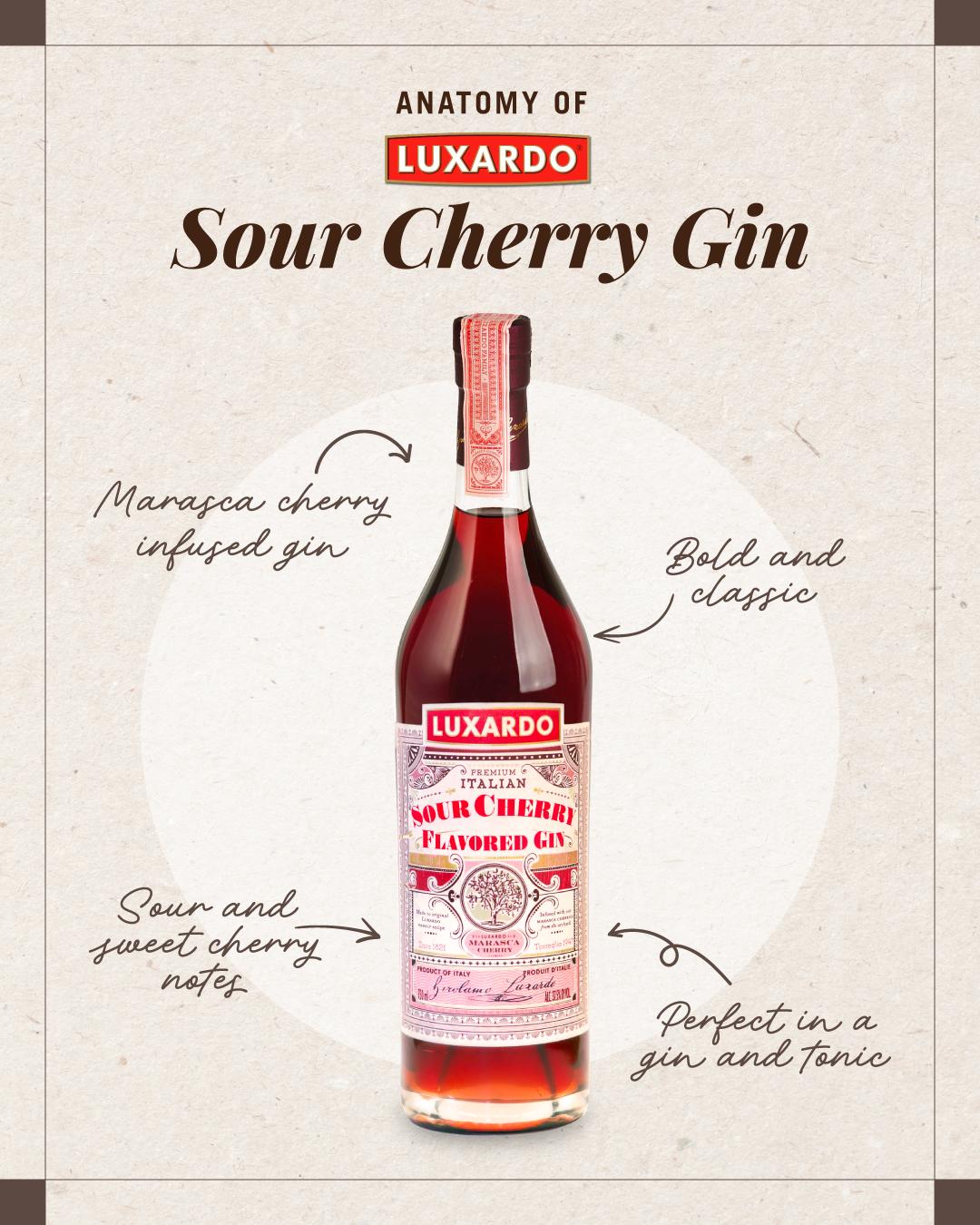 Bold, bright, and unmistakably cherry. Luxardo Sour Cherry Gin brings vibrant fruit and botanical balance to every pour. 🍒✨