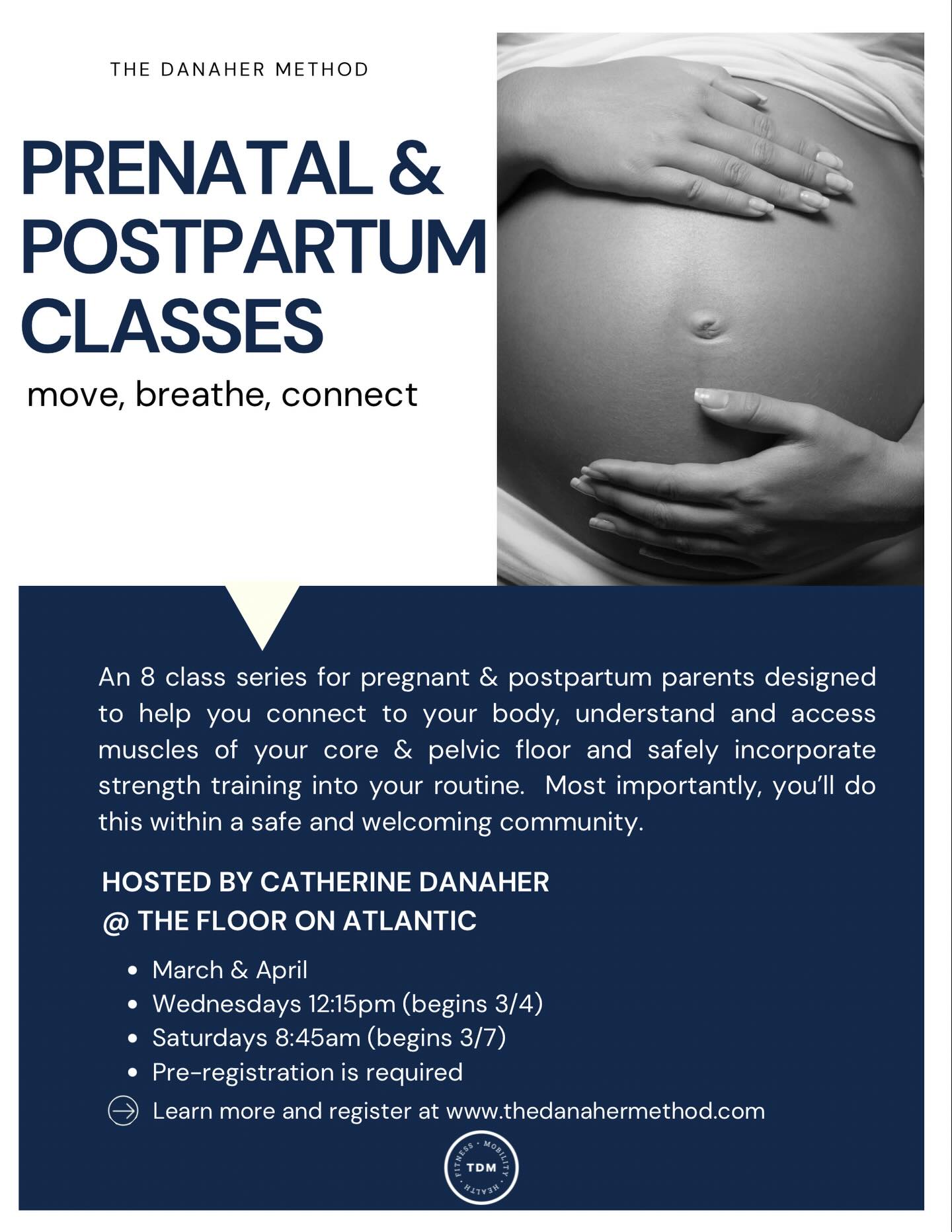 I started teaching this program more than a year ago at the request of a client who was 2yr postpartum. She had gone back to her regular workouts - long walks, strength training - and was experiencing intense sciatica and lower back pain. After some physical therapy sessions, her prognosis was to rebuild her core strength.
Postpartum, she’d gone back to her normal routine (which I know we are all dying to do) but needed more support connecting to her core, rebuilding her pelvic floor and strengthening her inner unit. She asked if I could put together a movement program and I said yes. That was last January and here’s what she said after the 8 week series.
“This pelvic floor focused strength class has been so instrumental to my journey 2 years after having my firstborn and actively going through a second pregnancy. Catherine dedicates her time learning about each member’s body and helps build a workout plan that strengthens the core and pelvic muscles. She also helps explain how each muscle group works in clear detail and incorporates breathwork techniques to help reinforce the muscles. I highly recommend this class for all new moms, moms in general or anyone looking to reconnect with their body !!! “
The Small Group Training series is a gentle, welcoming class series for pregnant and postpartum parents to come together to move, breathe and connect. It’s designed to be a welcoming and supportive space to help you connect to your body, understand and access muscles of your core & pelvic floor and safely incorporate strength training into your routine.
This next session is my first time teaching these series since going thru pregnancy / labor / recovery myself which has unlocked an additional layer to fold into the work.
Sessions begin in March
➡️ Register thru thedanahermethod.com/smallgrouptraining