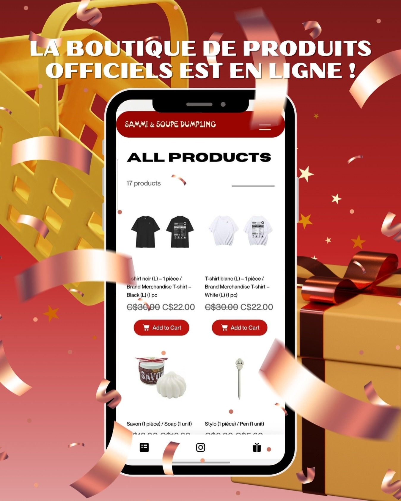 Grande nouvelle, Sammi lovers ! Notre boutique officielle est ENFIN EN LIGNE 🥟✨
Que ce soit pour gâter votre foodie préféré ou pour vous offrir un petit cadeau trop cute, produits différents n’attendent que vous sur le site ! 🛍️🎁
Grande nouvelle, Sammi lovers ! Notre boutique officielle est ENFIN EN LIGNE🥟✨
Que ce soit pour gâter votre foodie préféré ou pour vous offrir un petit cadeau trop cute, on a ce qu’il vous faut avec nos essentiels « approuvés par les pros du dumpling ».
17 produits différents n’attendent que vous sur le site ! 🛍️🎁
🔗 Lien dans la bio pour la collection 🫶🏻
Big news, Sammi lovers! Our official merch store is FINALLY LIVE and ready for you to explore 🥟✨
Whether you’re looking for a gift for your favorite foodie or just want to treat yourself something cute, different products waiting for you online 🛍️🎁
🔗 Link in bio for the collection 🫶🏻