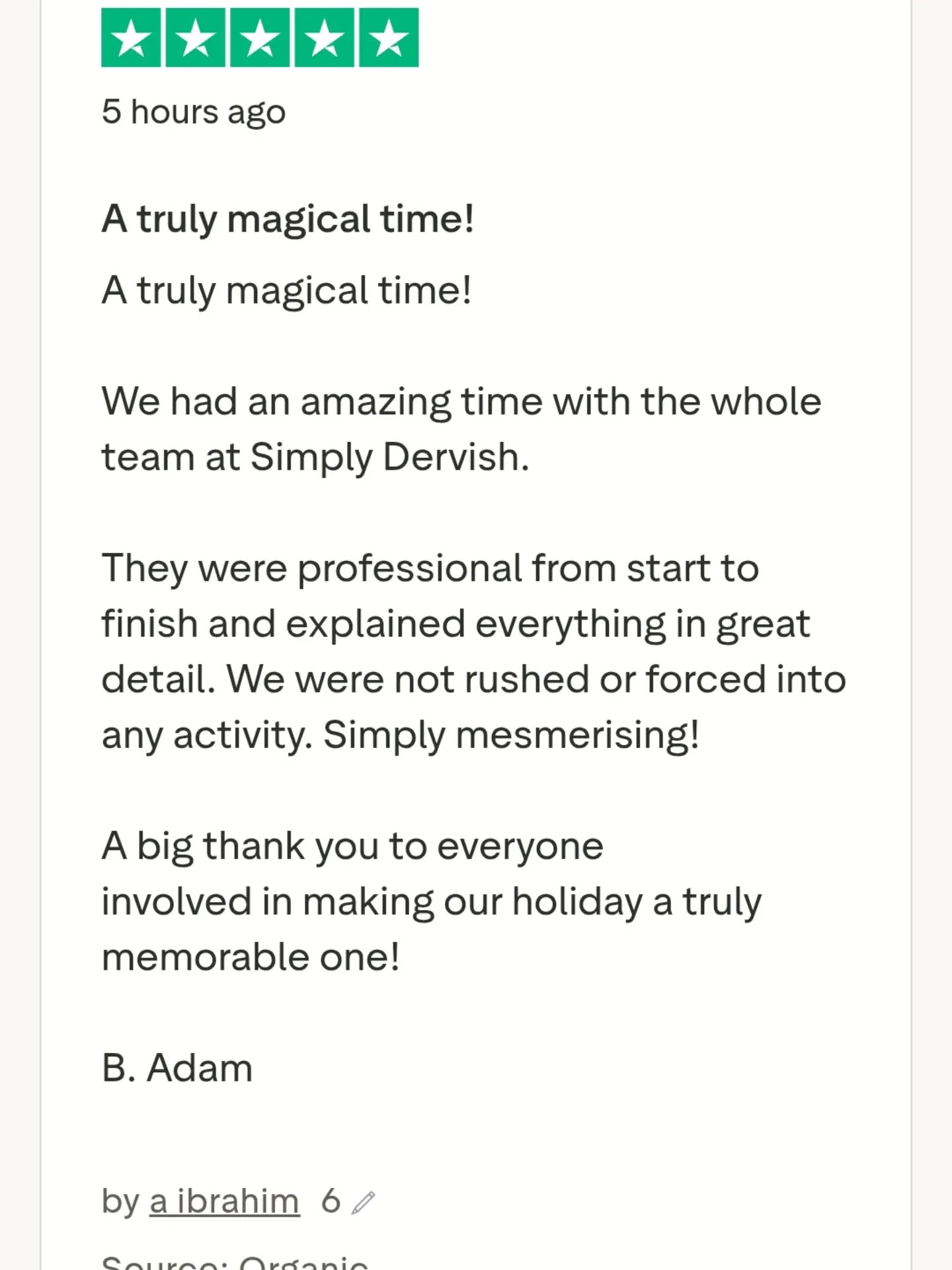 Thank you so much! Another wonderful review!
Providing wonderful experiences is our priority, so our guests feel at home and book with us again.
Feel free to contact us for bookings and inquiries.
.
.
.
#naqshbandihaqqani #naqshbandi #naqshbandisufi #islamictourism #lifeinlefke