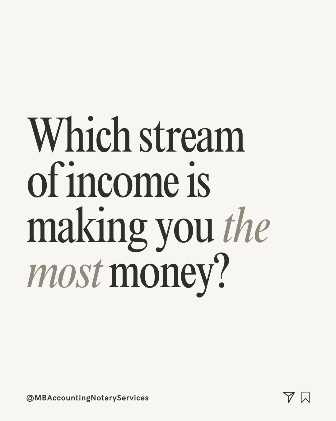 Start by going to your total revenue line.
If you're tracking your revenue by source (which you should be!), then you can easily look and see which stream of income is the largest!
Knowing where your business is bringing in the most money can inform SO many other decisions you need to make as an entrepreneur. 📊
Should you double down on your marketing efforts here?
Would it be best to quit offering a poorly performing product/service?
Great bookkeeping can help you make these important decisions! 📚
#VirtualBookkeeping #RemoteBookkeeper #BookkeepingPro #Bookkeeper #BookkeepingTips #Accounting #Bookkeeping #CloudBookkeeping #BusinessOwner #EntrepreneurLife #Entrepreneurship #SmallBiz #TaxTips
#SmallBusinessBookkeeper #JohnsonCitybookkeeper #JohnsonCityaccountant #Tennesseebookkeeper #TNaccountant #MBAccountingNotaryServices
