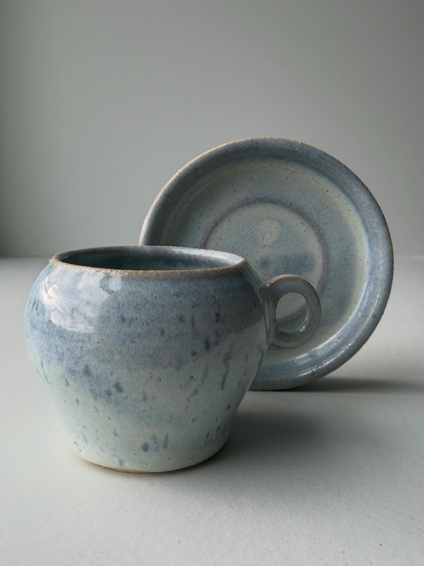 Espresso cup in icy blue just added to my store. Love the way the blue flows and pools at the foot.