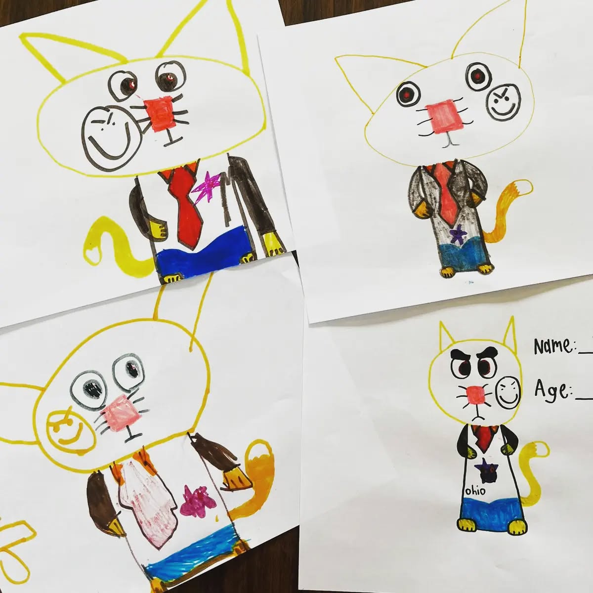 You are looking at masterpieces created by our amazing young artists. BUT here's what you don't see...
These pictures were done through cooperative drawing -- every participant took a turn adding something to the drawing. So, the end product is the result of several artists contributing their own imagination and perspective to collectively create the character.
From this activity, our participants are practicing:
Flexibility: following a peerâs choice for what to add next
Turn-taking: being the one making the next choice
Following instructions: adhering to the rules of the activity
Co-operation: working together to put a picture together that they can all be proud of
These are some of the target goals that our clients are working on in our After-School Social Skills groups, and our therapists help to support them as they practice these skills in various ways that are still fun.
If you are interested in learning more about our small group programs, please email info@impactvillage.ca.