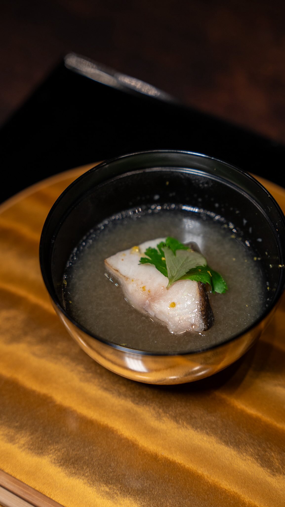 Next course: Soup 🍲
Featuring Gindara (Black Cod) with daikon radish.
Delicate, buttery, and perfectly balanced with the gentle sweetness of simmered daikon.
A warm expression of the season.
Please enjoy. ✨
#KaisekiSanga #JapaneseFineDining #LasVegasEat